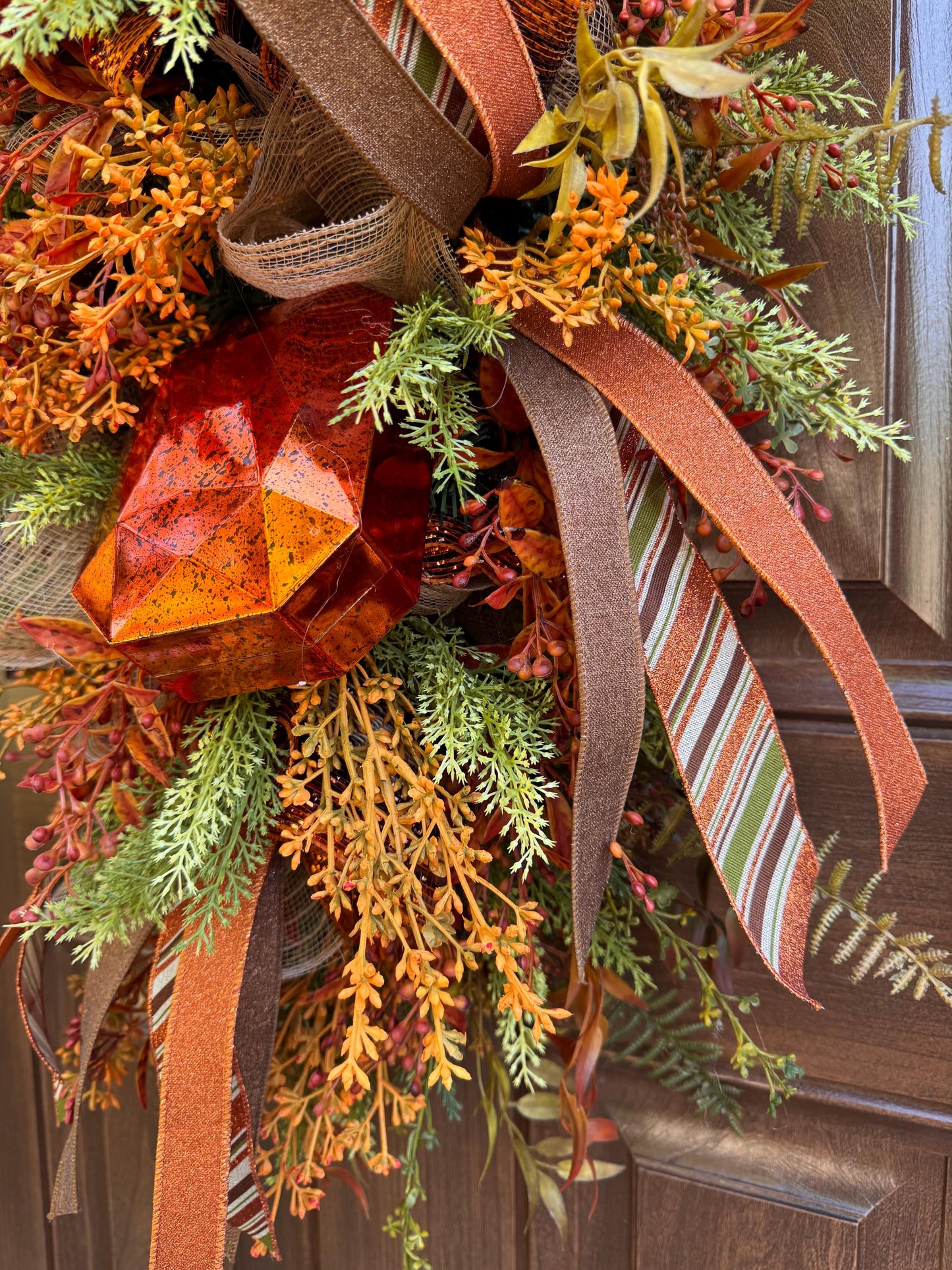 Rustic Fall Swag Wreath, Autumn Jewel Door Decor for Outdoor Porch or Indoor Office Wall Hanger, Farmhouse Swag Door Accent for Home Decor