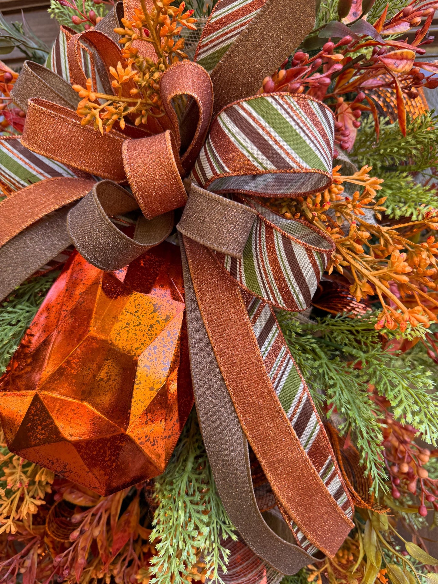 Rustic Fall Swag Wreath, Autumn Jewel Door Decor for Outdoor Porch or Indoor Office Wall Hanger, Farmhouse Swag Door Accent for Home Decor