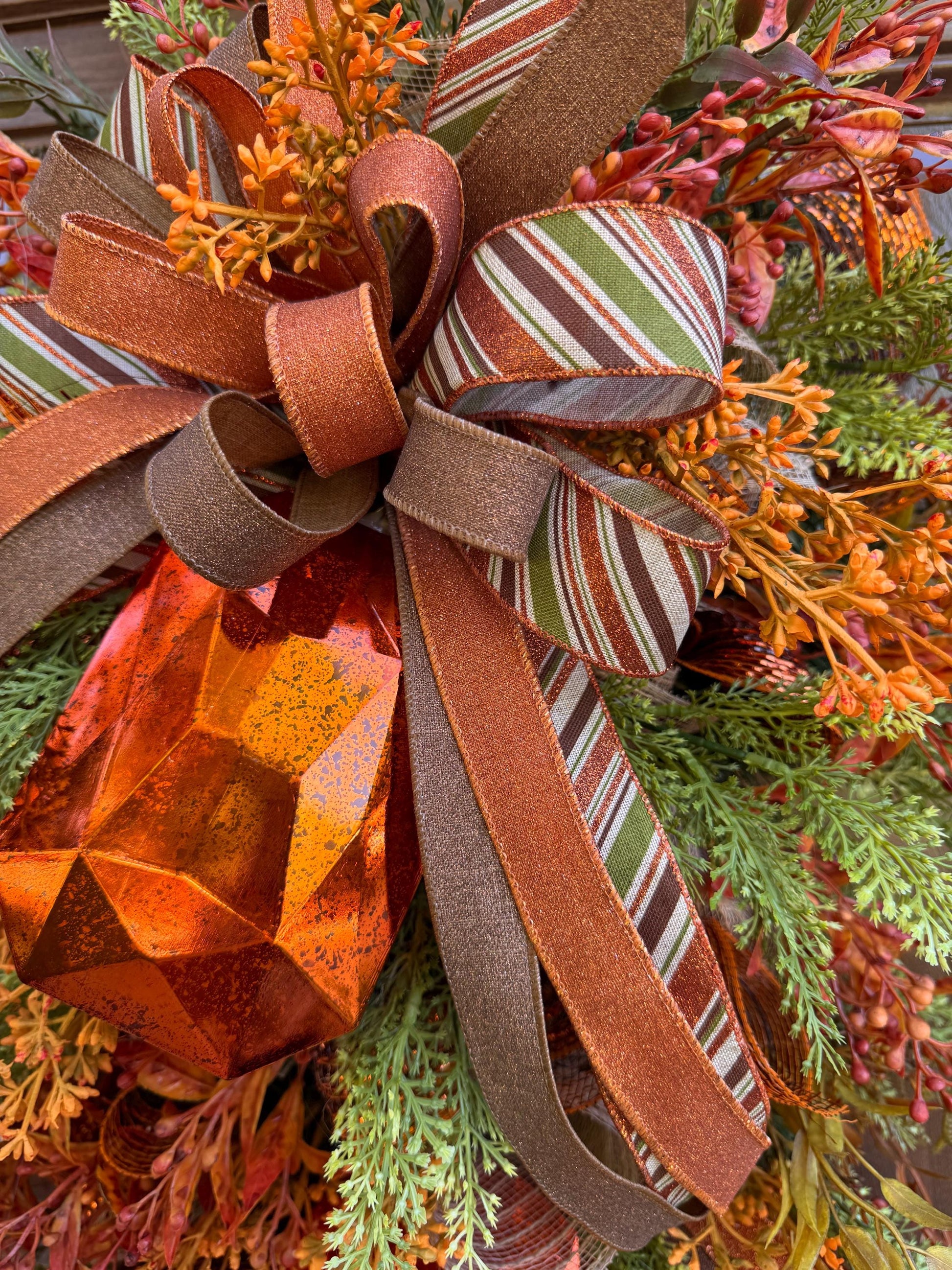 Rustic Fall Swag Wreath, Autumn Jewel Door Decor for Outdoor Porch or Indoor Office Wall Hanger, Farmhouse Swag Door Accent for Home Decor
