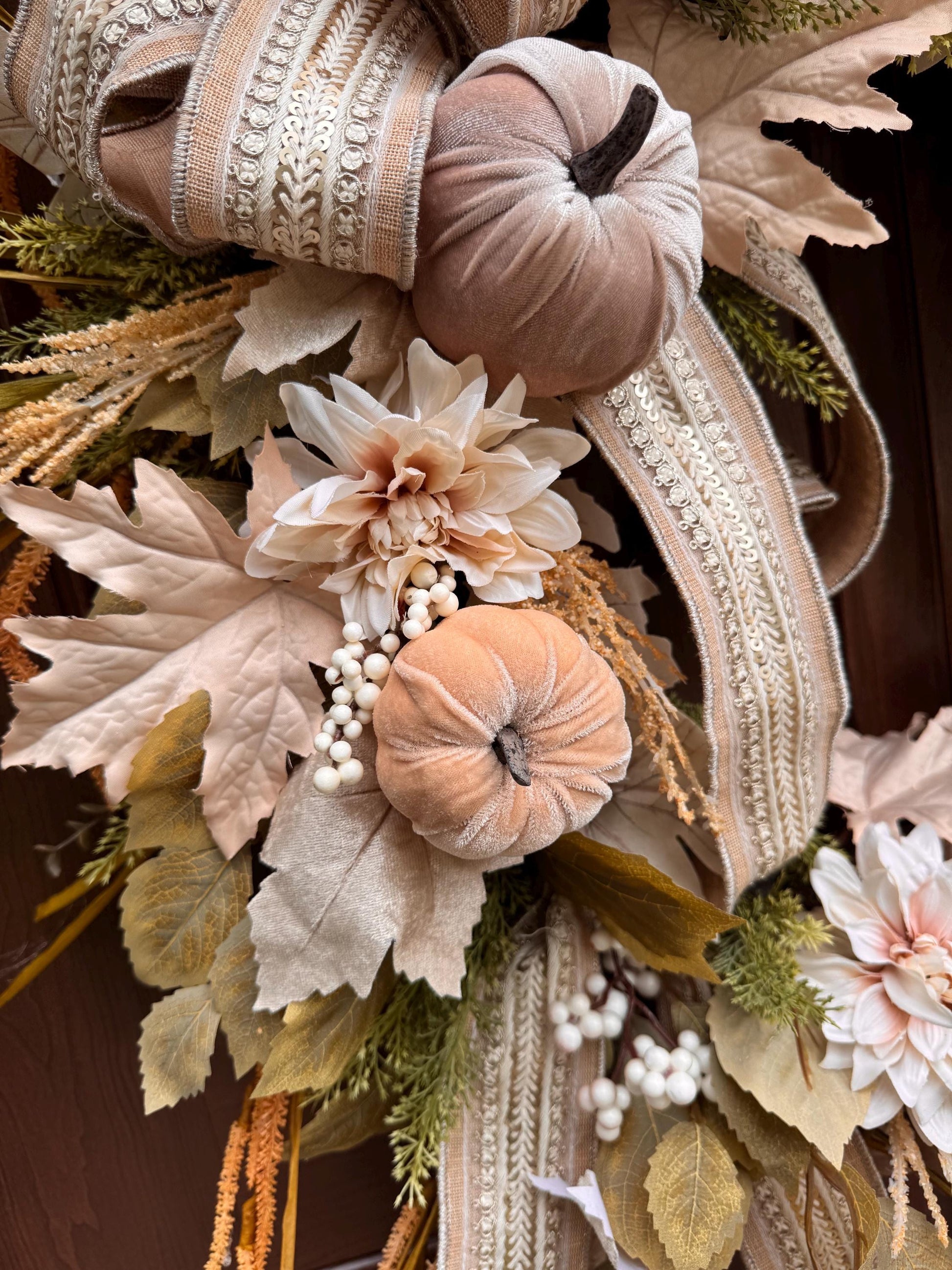 Neutral Fall Pumpkin Grapevine Wreath, Elegant Autumn Front Door Decor, Cream Pumpkin Wreath, Neutral Fall Door Hanger, Fall Farmhouse Decor