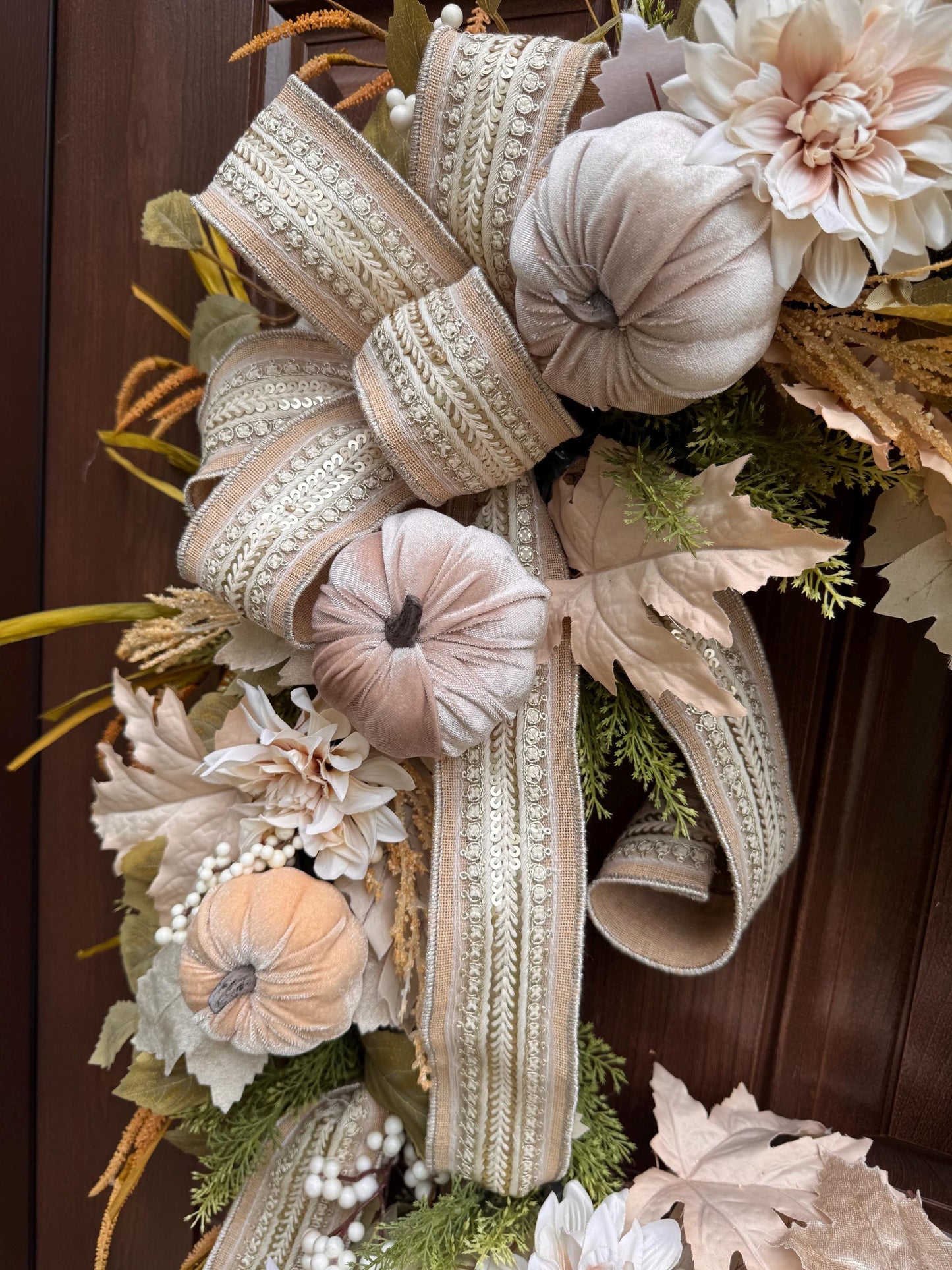 Neutral Fall Pumpkin Grapevine Wreath, Elegant Autumn Front Door Decor, Cream Pumpkin Wreath, Neutral Fall Door Hanger, Fall Farmhouse Decor