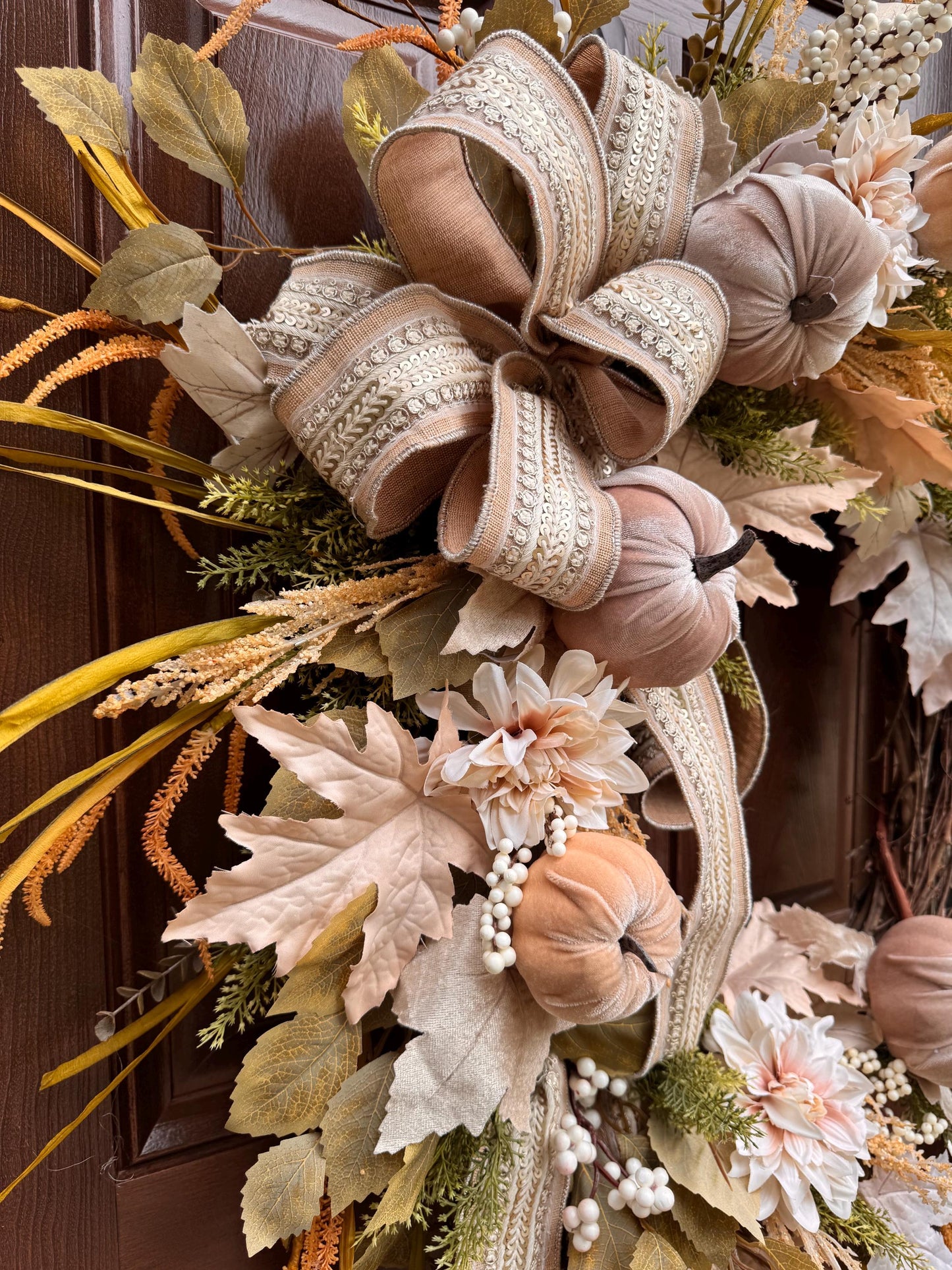 Neutral Fall Pumpkin Grapevine Wreath, Elegant Autumn Front Door Decor, Cream Pumpkin Wreath, Neutral Fall Door Hanger, Fall Farmhouse Decor