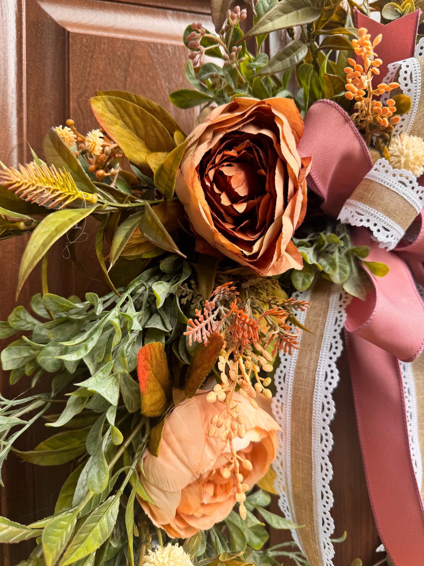 Fall Peony Grapevine Wreath, Neutral Fall Front Door Decor, Rustic Autumn Door Hanger, Farmhouse Fall Decor