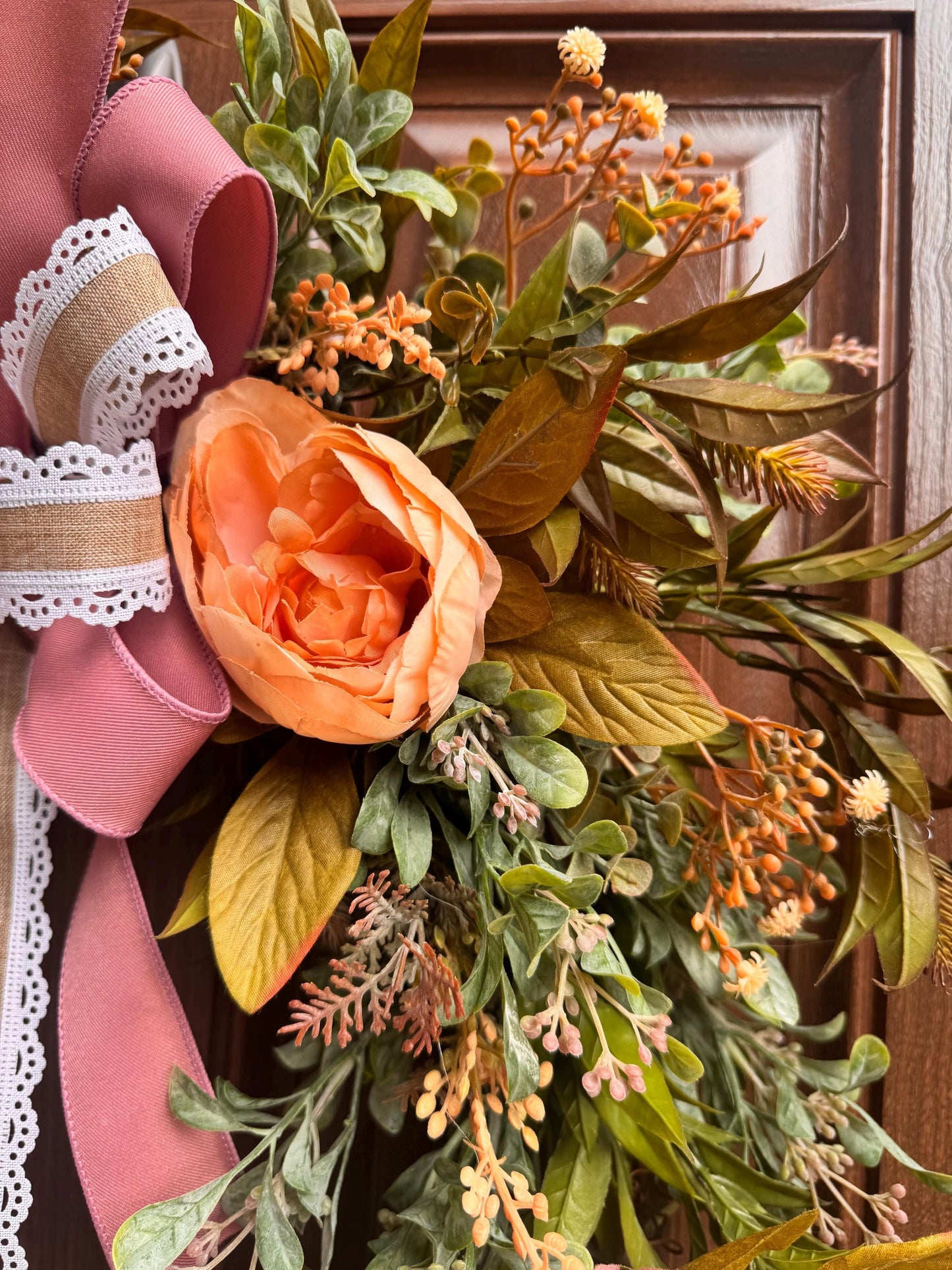 Fall Peony Grapevine Wreath, Neutral Fall Front Door Decor, Rustic Autumn Door Hanger, Farmhouse Fall Decor