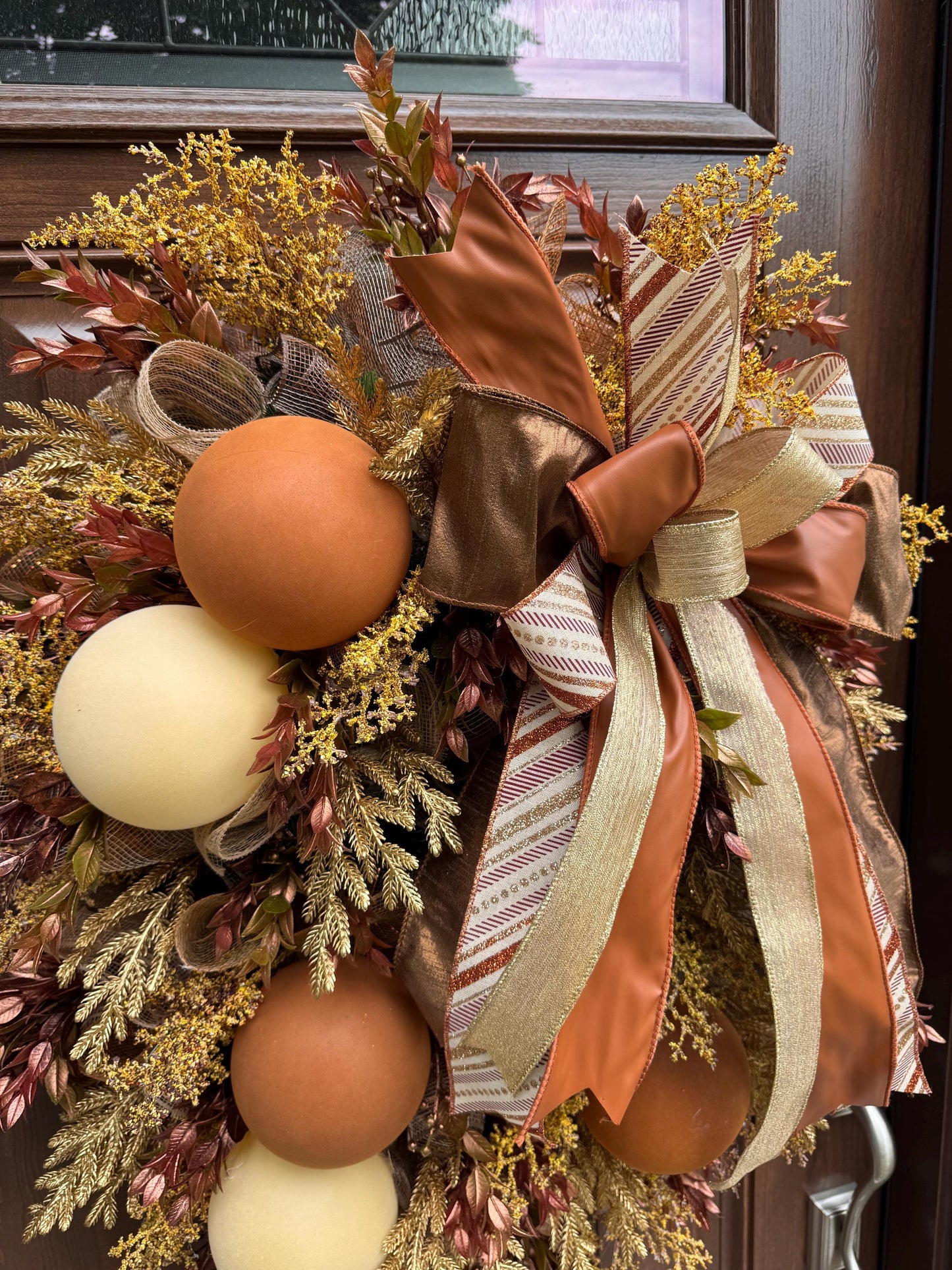 Elegant Fall Wreath, Glam Fall Door Decor, Autumn Ornament Hanger, Luxury Door Wreath, Designer Thanksgiving Fall Porch