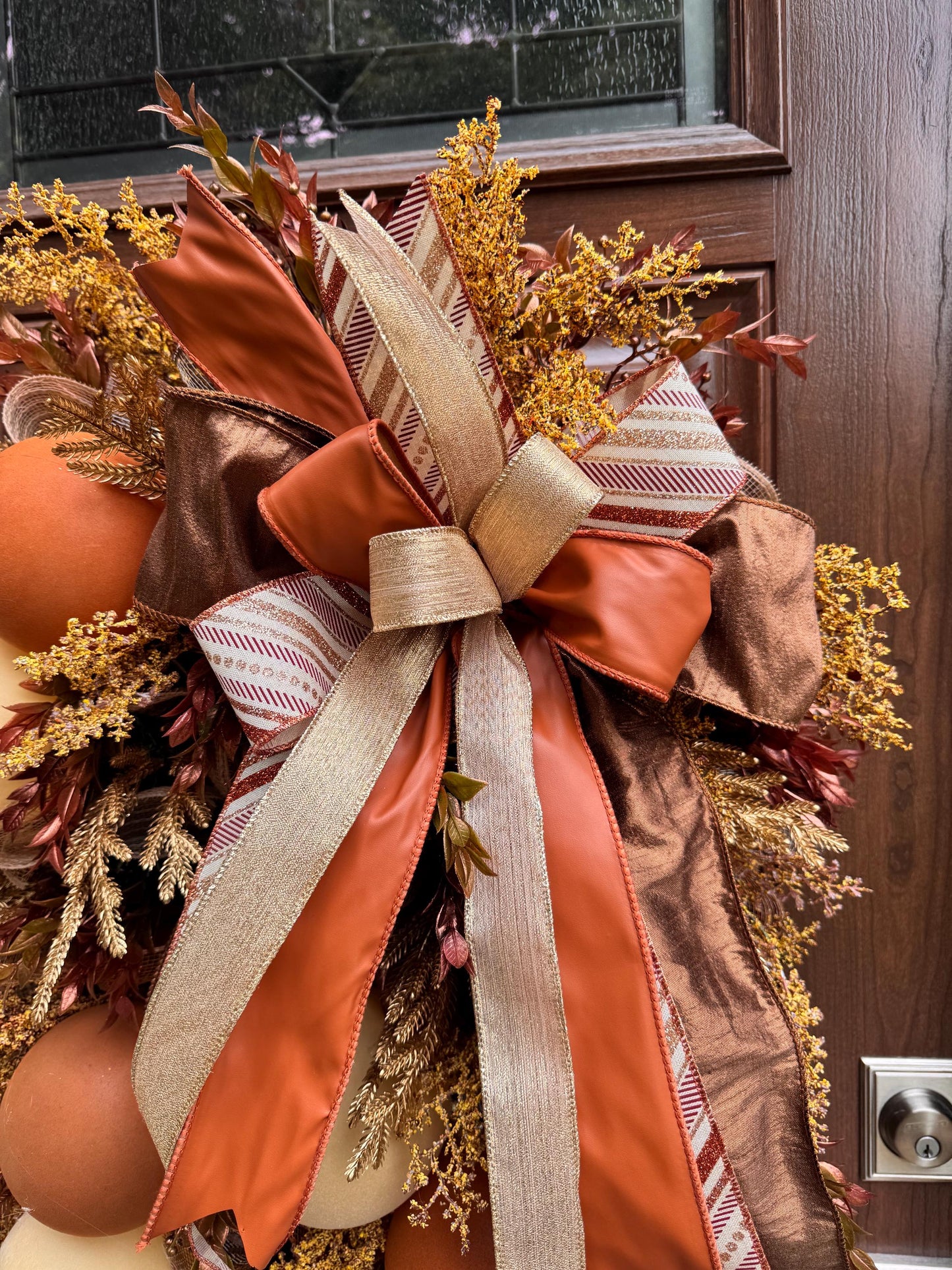 Elegant Fall Wreath, Glam Fall Door Decor, Autumn Ornament Hanger, Luxury Door Wreath, Designer Thanksgiving Fall Porch