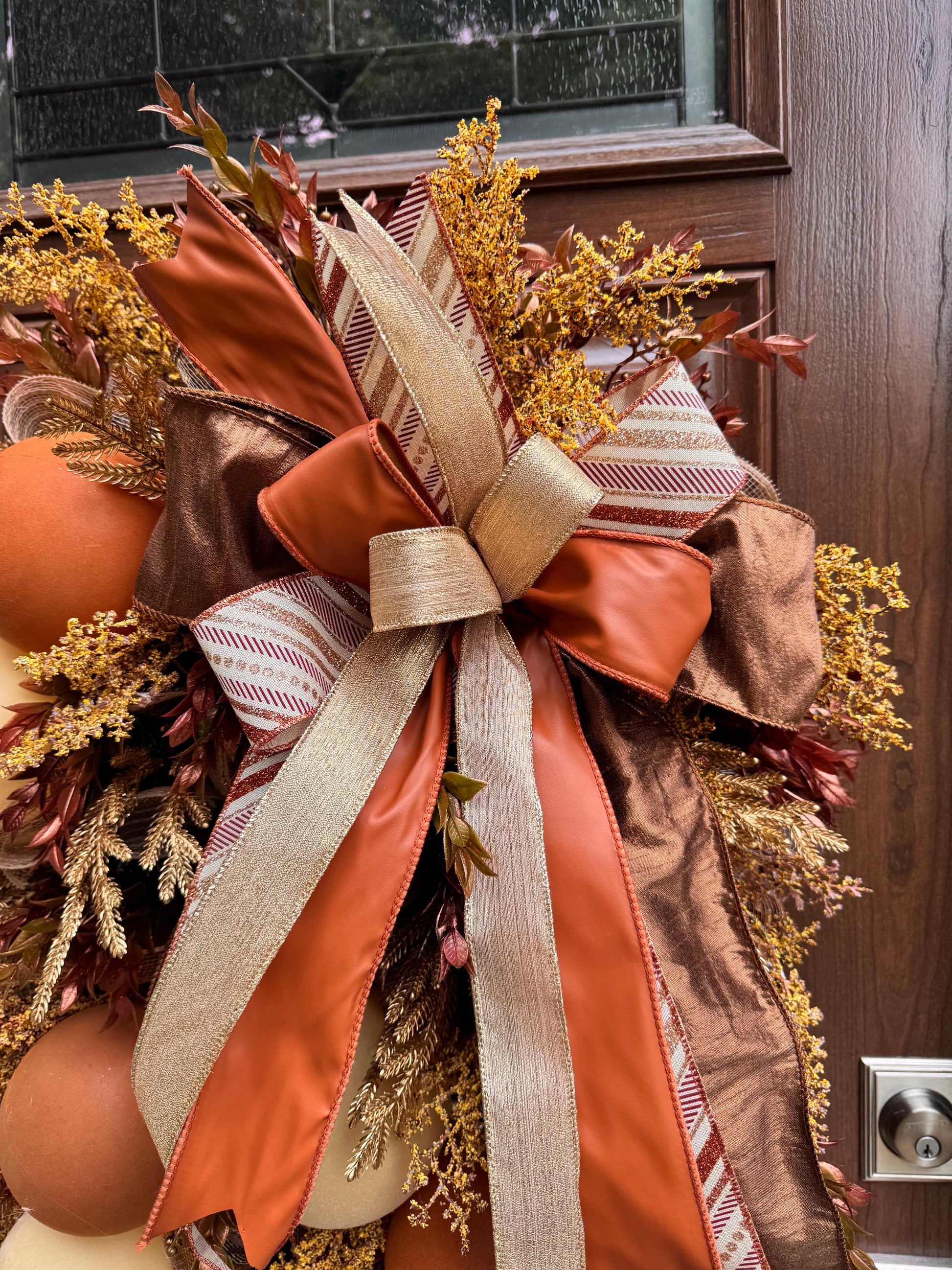 Elegant Fall Wreath, Glam Fall Door Decor, Autumn Ornament Hanger, Luxury Door Wreath, Designer Thanksgiving Fall Porch