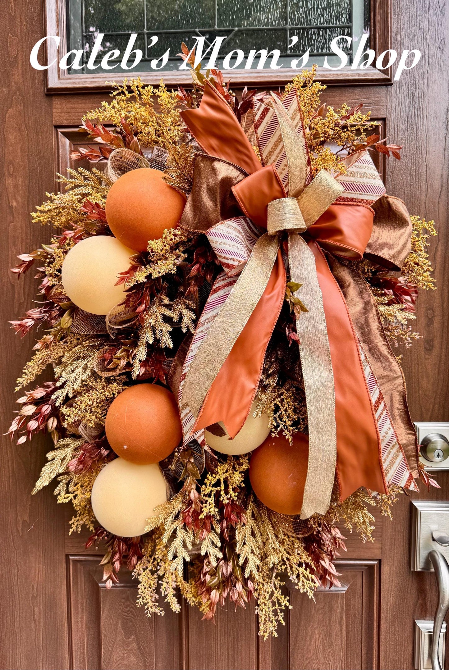 Elegant Fall Wreath, Glam Fall Door Decor, Autumn Ornament Hanger, Luxury Door Wreath, Designer Thanksgiving Fall Porch