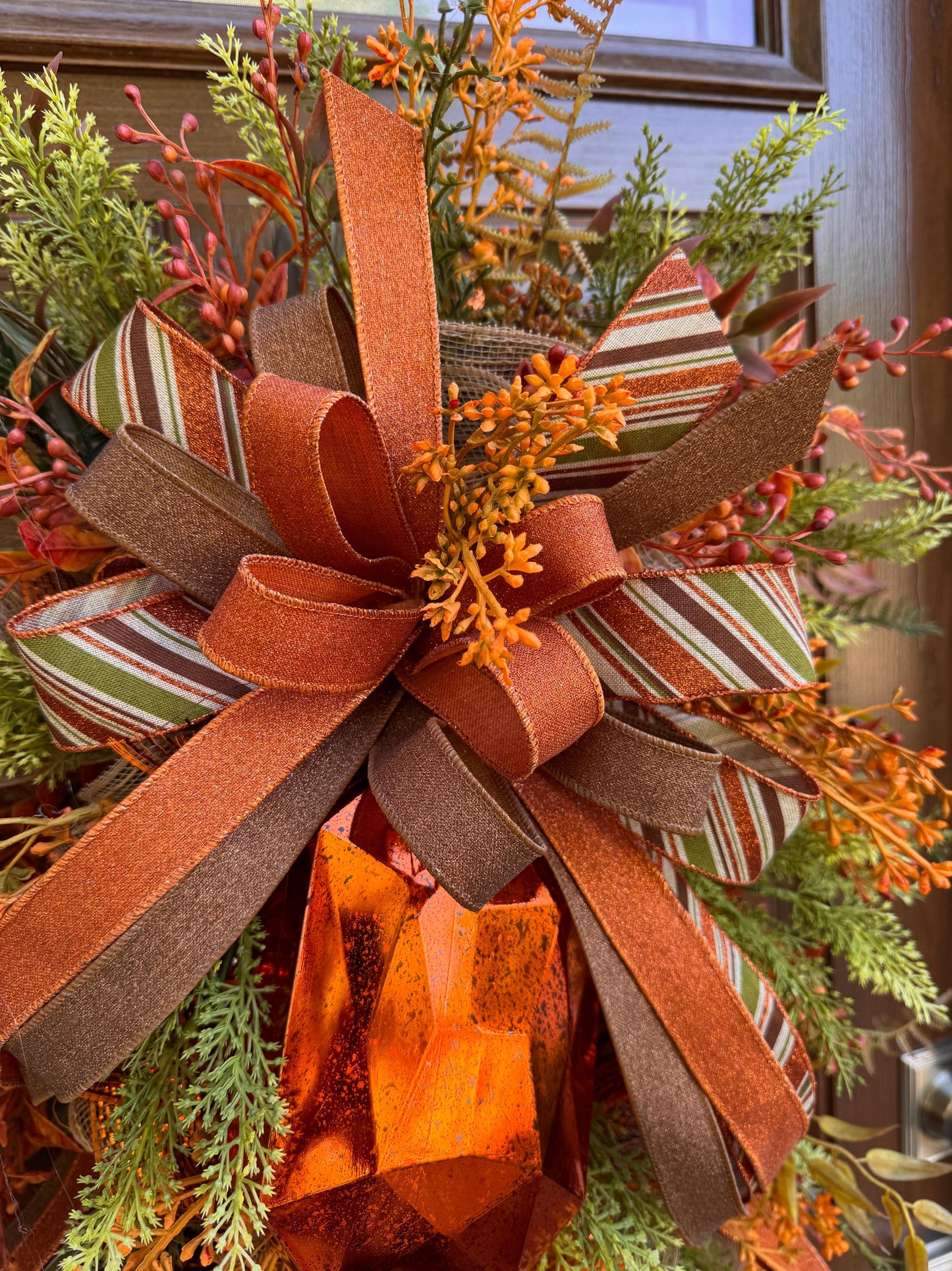 Rustic Fall Swag Wreath, Autumn Jewel Door Decor for Outdoor Porch or Indoor Office Wall Hanger, Farmhouse Swag Door Accent for Home Decor