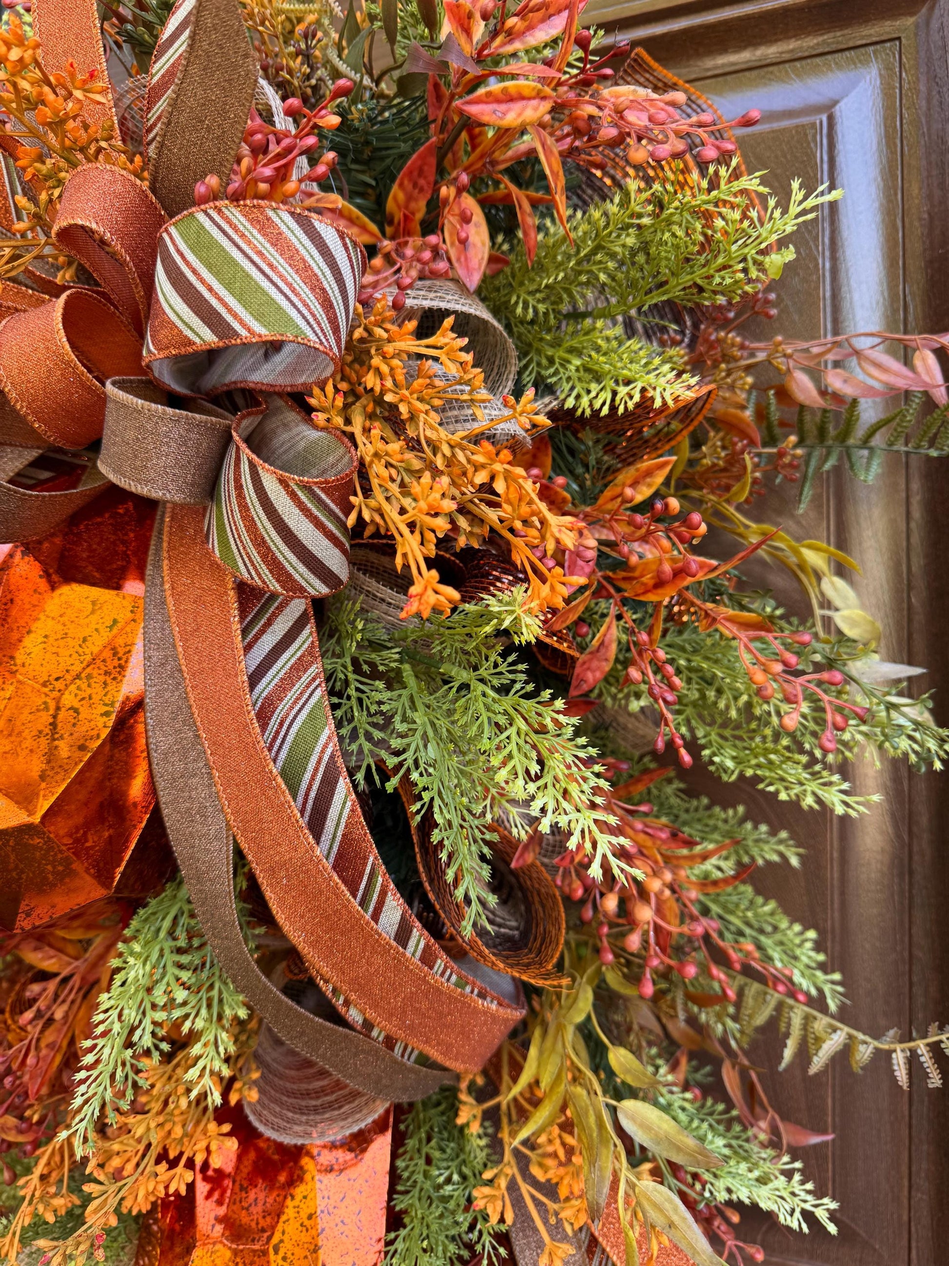 Rustic Fall Swag Wreath, Autumn Jewel Door Decor for Outdoor Porch or Indoor Office Wall Hanger, Farmhouse Swag Door Accent for Home Decor