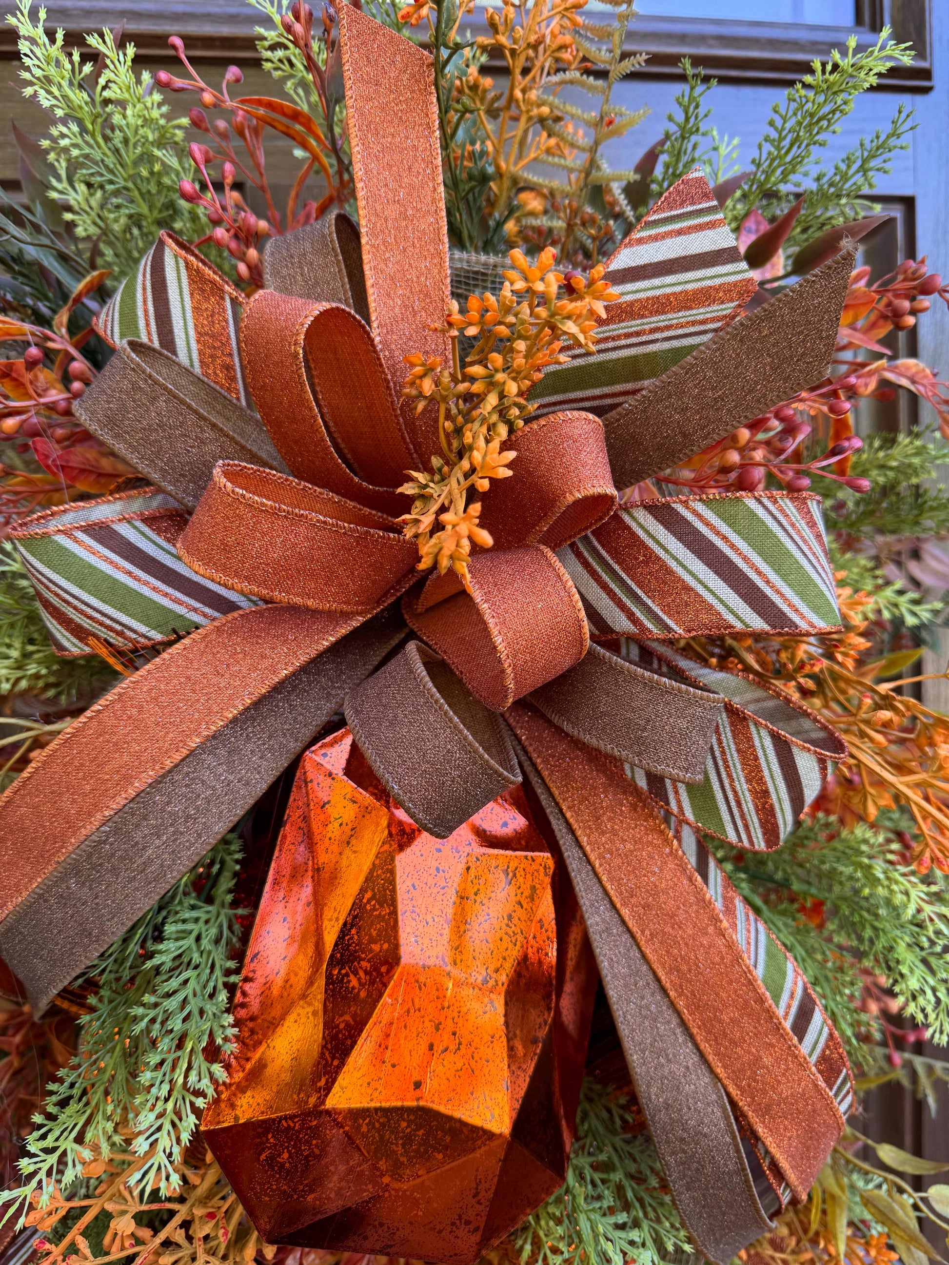Rustic Fall Swag Wreath, Autumn Jewel Door Decor for Outdoor Porch or Indoor Office Wall Hanger, Farmhouse Swag Door Accent for Home Decor