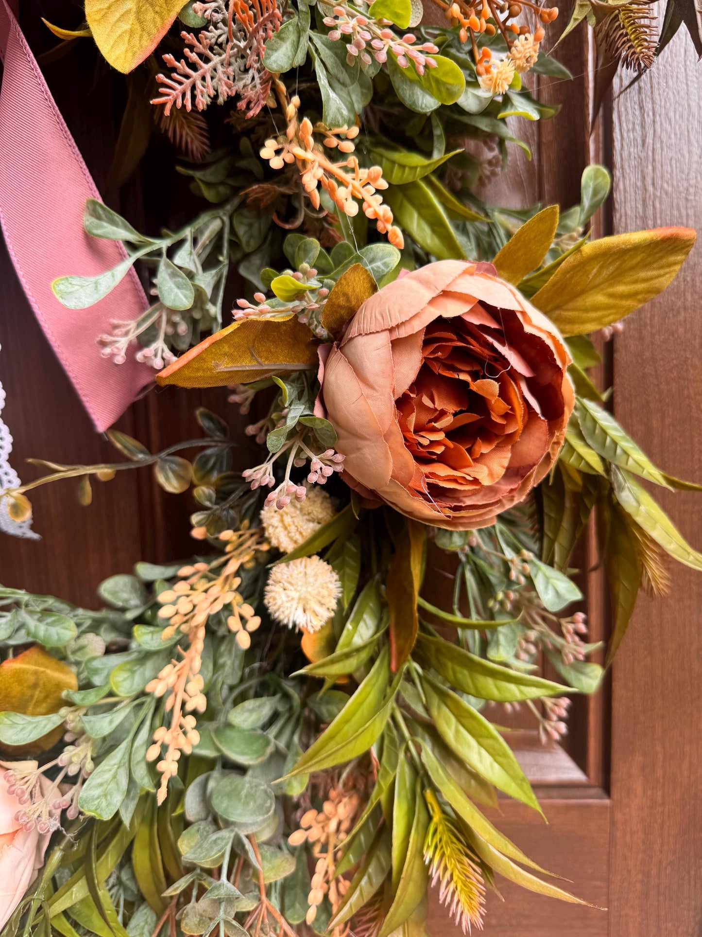 Fall Peony Grapevine Wreath, Neutral Fall Front Door Decor, Rustic Autumn Door Hanger, Farmhouse Fall Decor