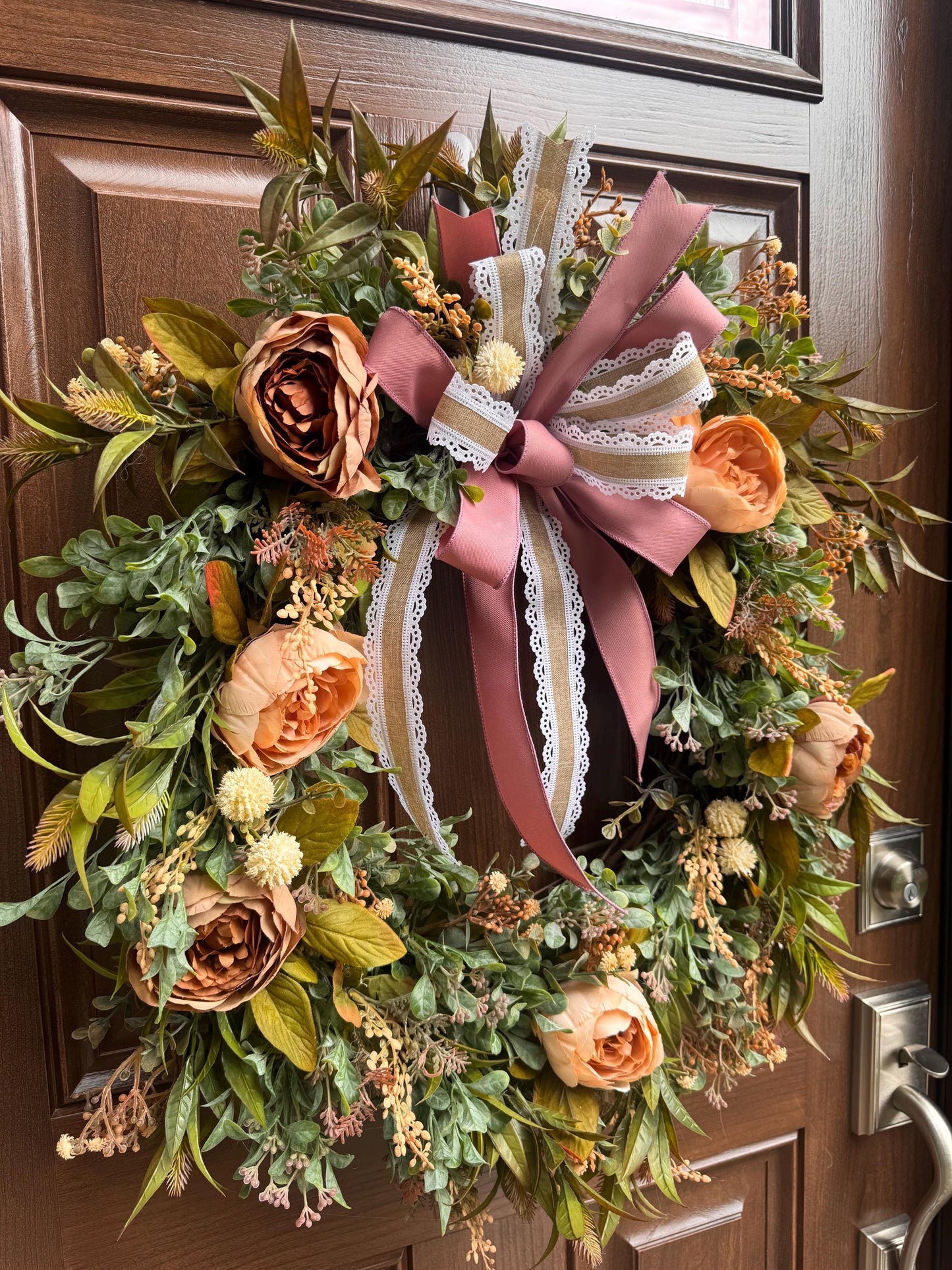 Fall Peony Grapevine Wreath, Neutral Fall Front Door Decor, Rustic Autumn Door Hanger, Farmhouse Fall Decor