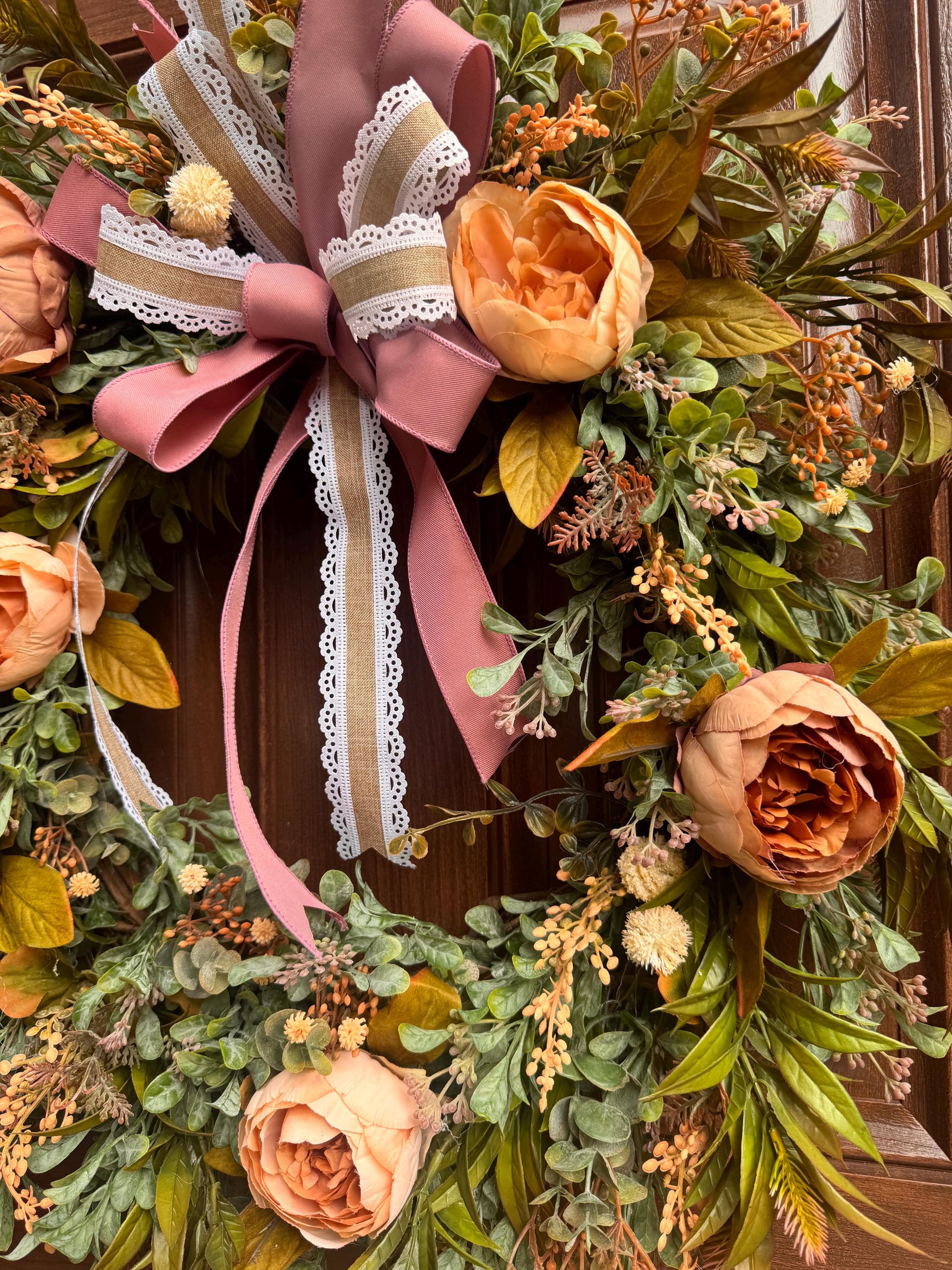 Fall Peony Grapevine Wreath, Neutral Fall Front Door Decor, Rustic Autumn Door Hanger, Farmhouse Fall Decor