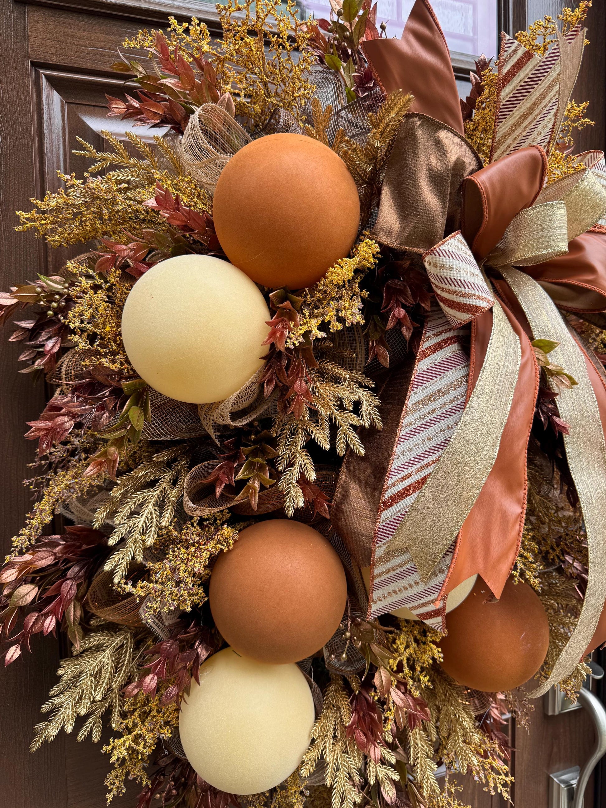 Elegant Fall Wreath, Glam Fall Door Decor, Autumn Ornament Hanger, Luxury Door Wreath, Designer Thanksgiving Fall Porch