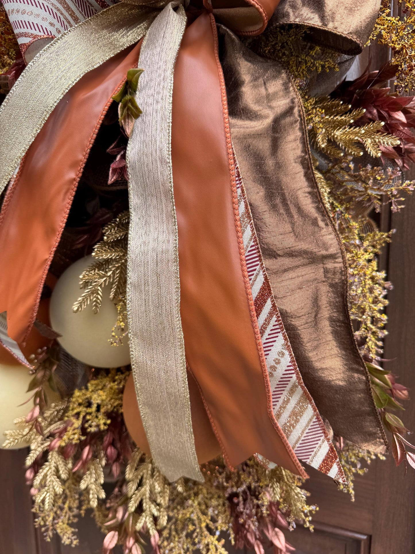 Elegant Fall Wreath, Glam Fall Door Decor, Autumn Ornament Hanger, Luxury Door Wreath, Designer Thanksgiving Fall Porch