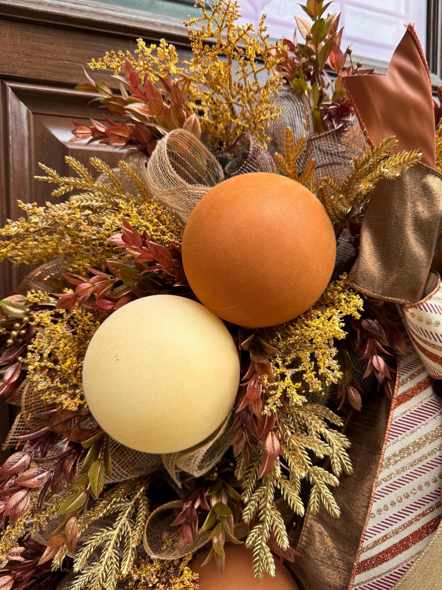 Elegant Fall Wreath, Glam Fall Door Decor, Autumn Ornament Hanger, Luxury Door Wreath, Designer Thanksgiving Fall Porch