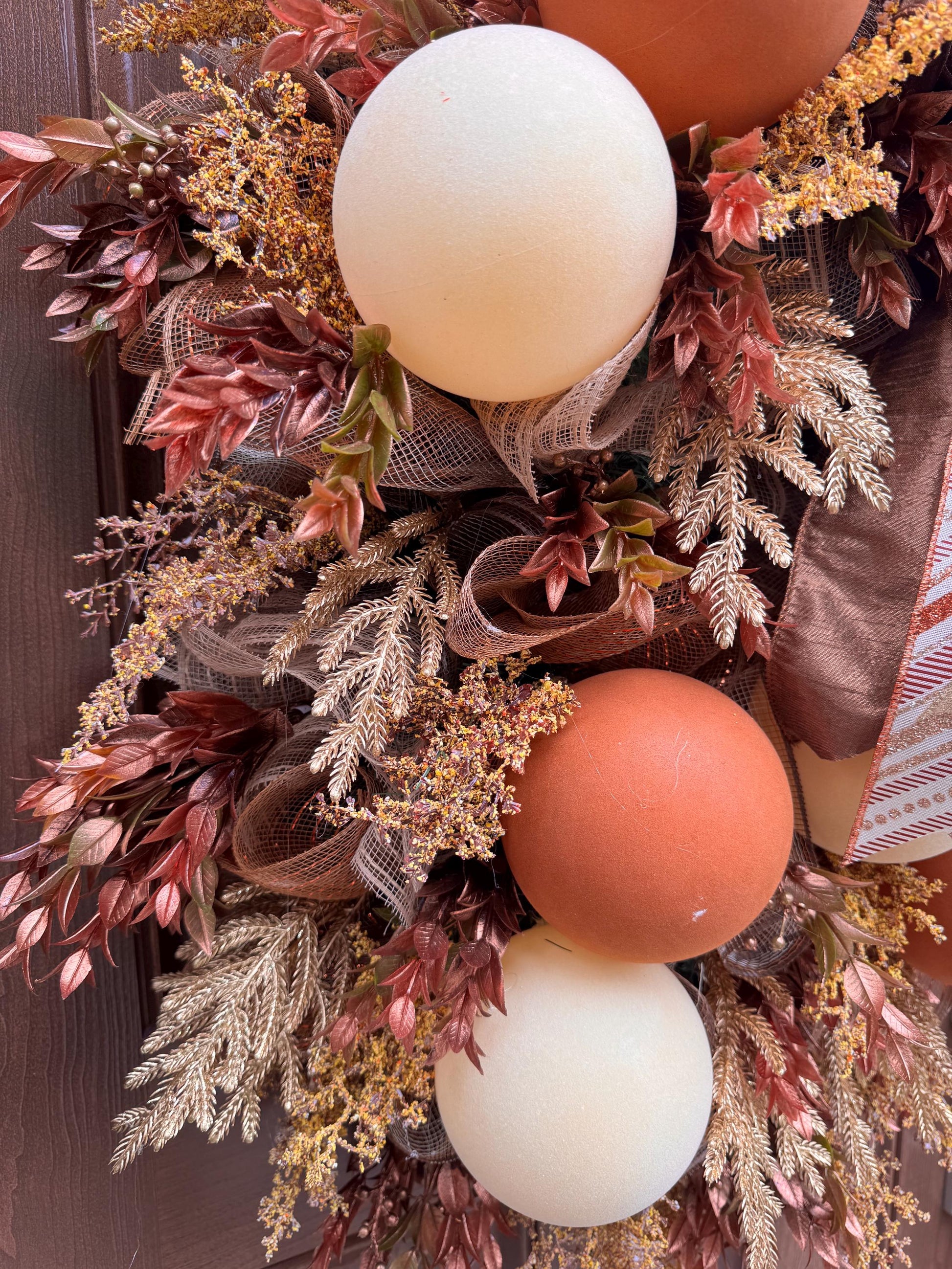 Elegant Fall Wreath, Glam Fall Door Decor, Autumn Ornament Hanger, Luxury Door Wreath, Designer Thanksgiving Fall Porch