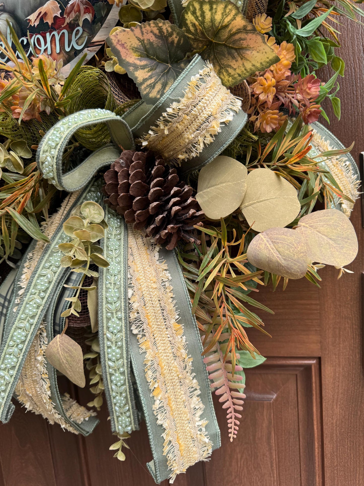 Welcome Fall Wreath, Rustic Autumn Door Decor, Woodland Pumpkin Wreath, Farmhouse Thanksgiving Hanger