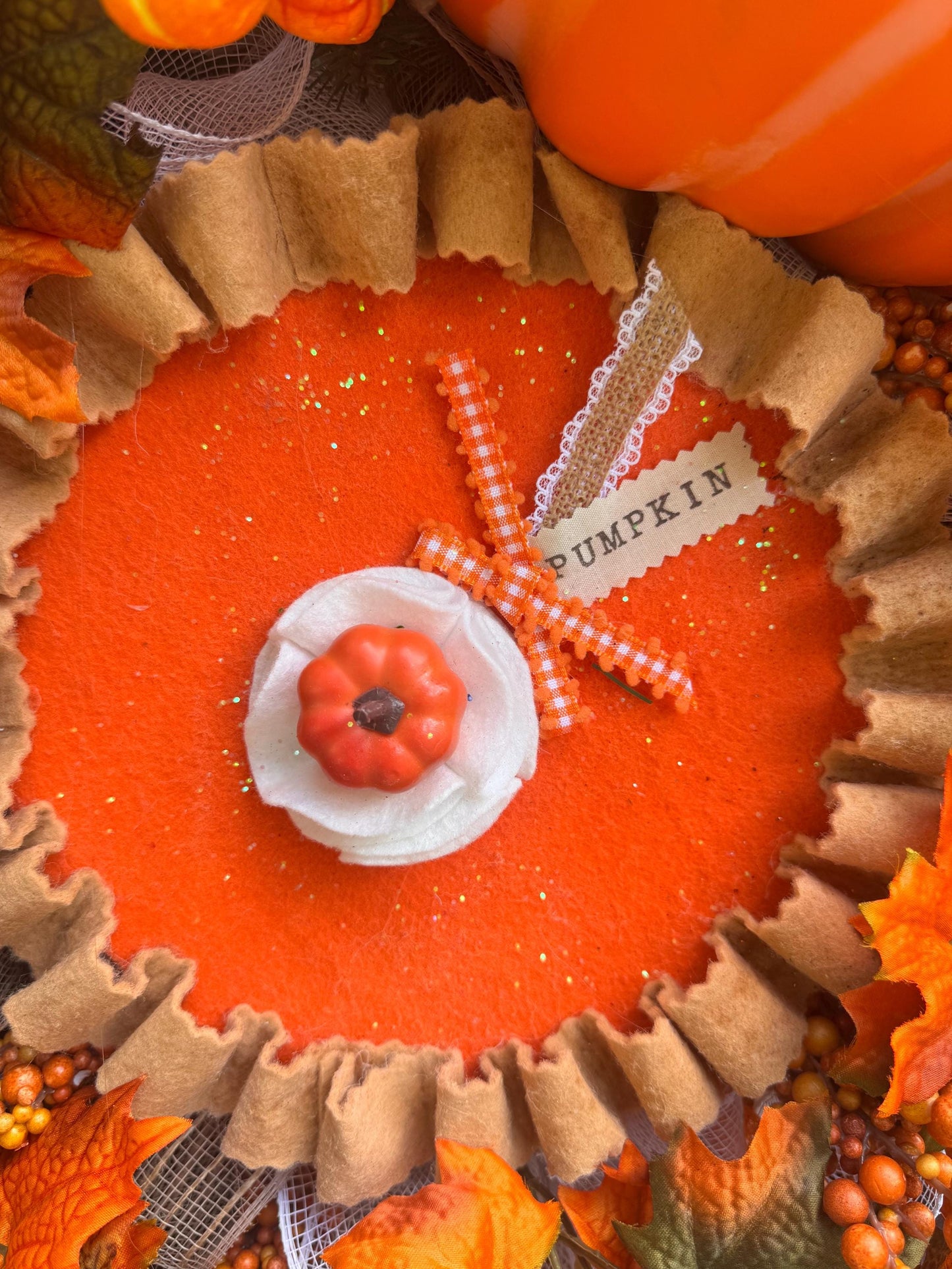 Pumpkin Pie Fall Wreath, Pumpkin Front Door Wreath, Thanksgiving Door Decor, Farmhouse Autumn Wreath, Handmade Fall Decor for Outdoor Porch