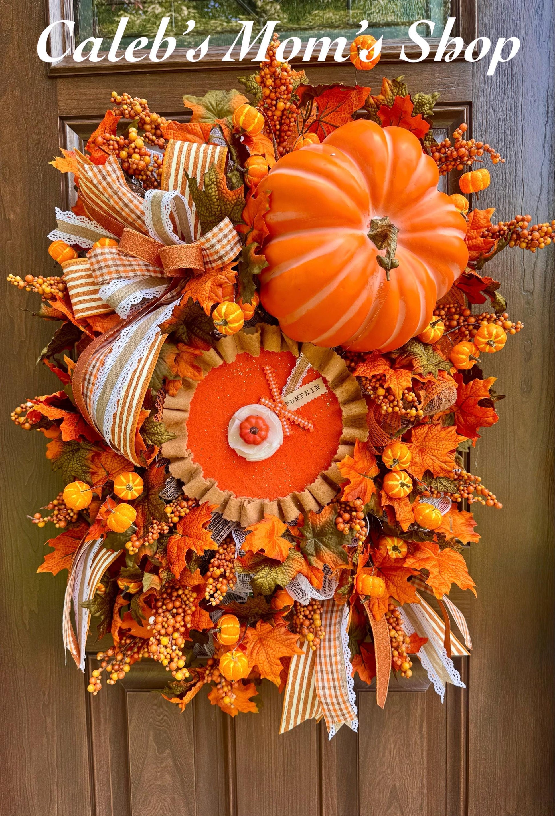 Pumpkin Pie Fall Wreath, Pumpkin Front Door Wreath, Thanksgiving Door Decor, Farmhouse Autumn Wreath, Handmade Fall Decor for Outdoor Porch