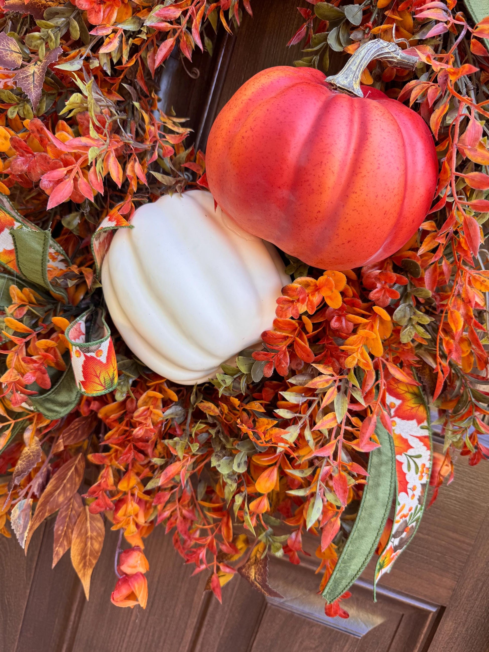 Fall Pumpkin Grapevine Wreath, Autumn Front Door Wreath, Thanksgiving Door Decor, Orange Harvest Wreath, Farmhouse Fall Decor
