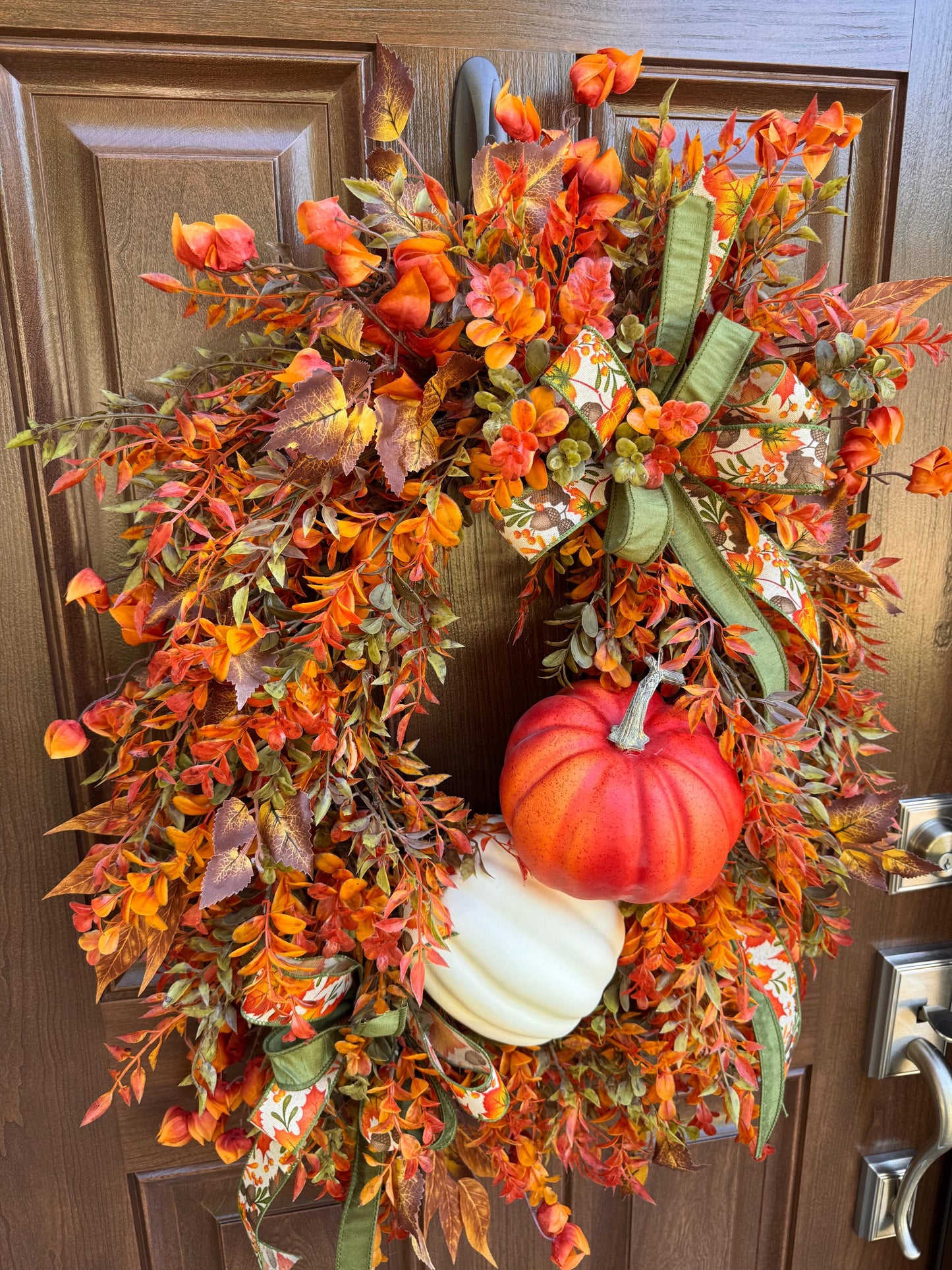 Fall Pumpkin Grapevine Wreath, Autumn Front Door Wreath, Thanksgiving Door Decor, Orange Harvest Wreath, Farmhouse Fall Decor