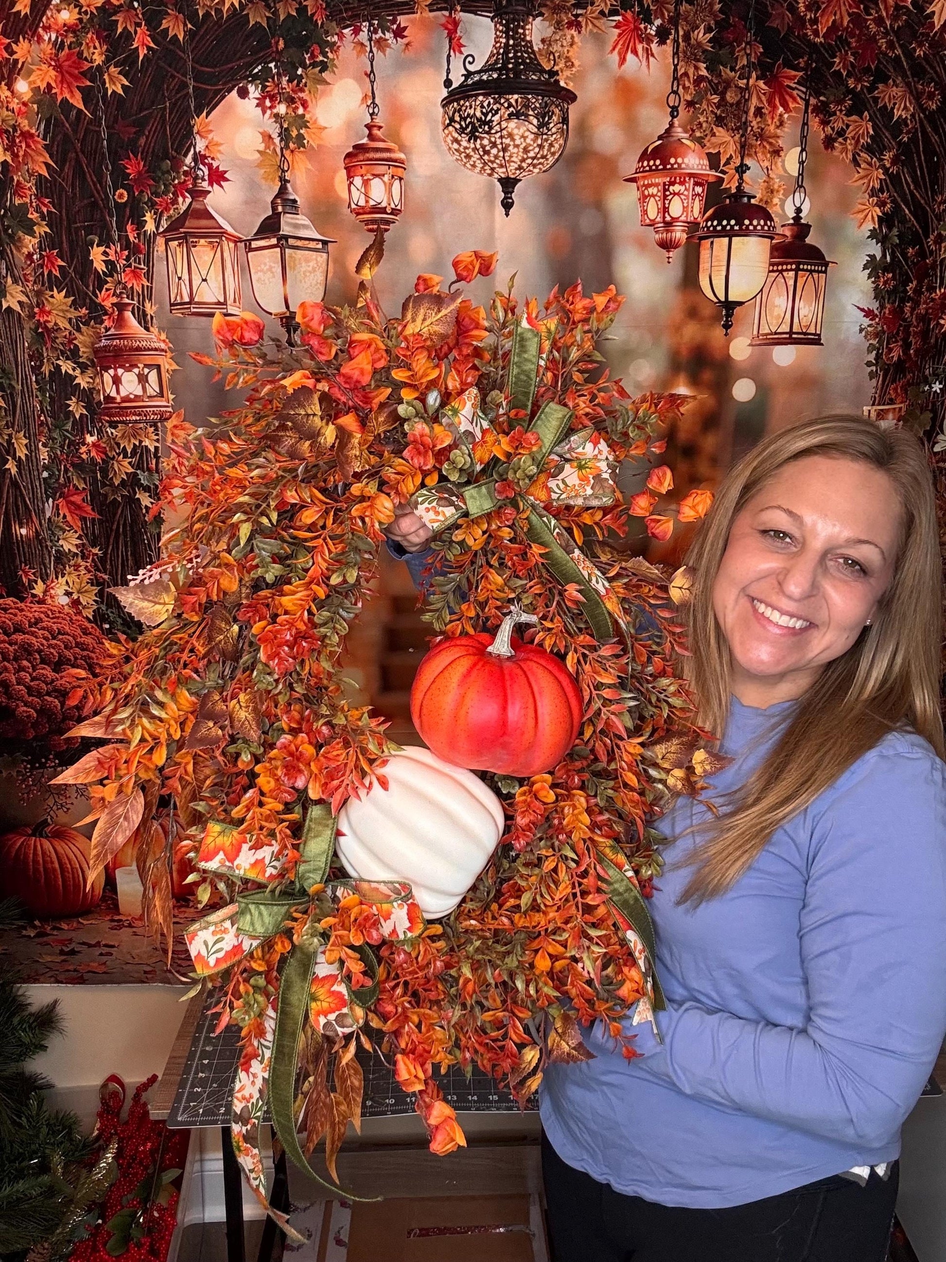 Fall Pumpkin Grapevine Wreath, Autumn Front Door Wreath, Thanksgiving Door Decor, Orange Harvest Wreath, Farmhouse Fall Decor