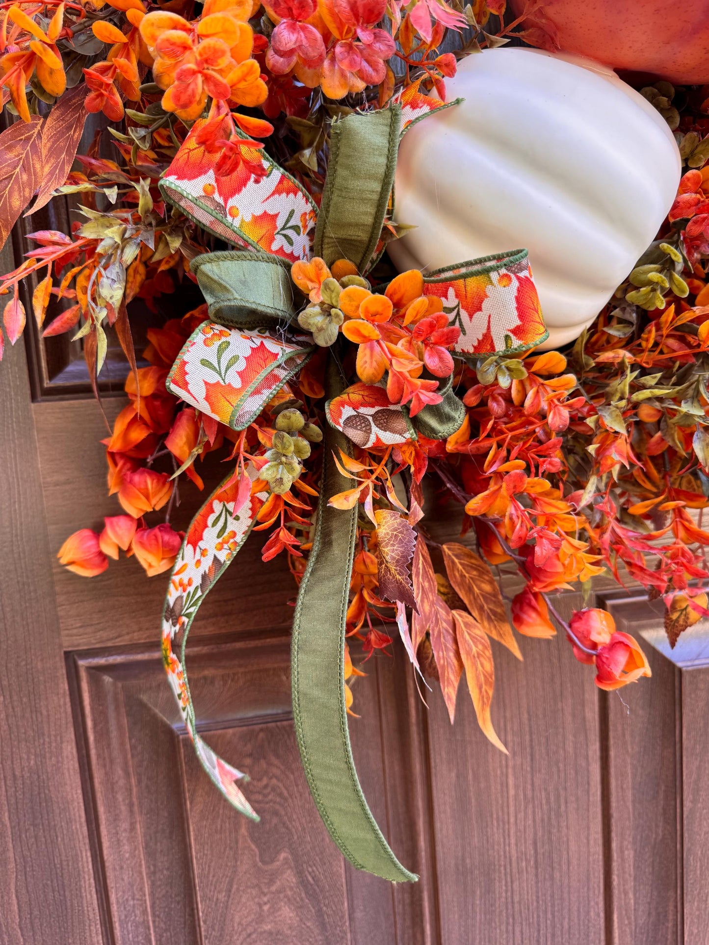 Fall Pumpkin Grapevine Wreath, Autumn Front Door Wreath, Thanksgiving Door Decor, Orange Harvest Wreath, Farmhouse Fall Decor