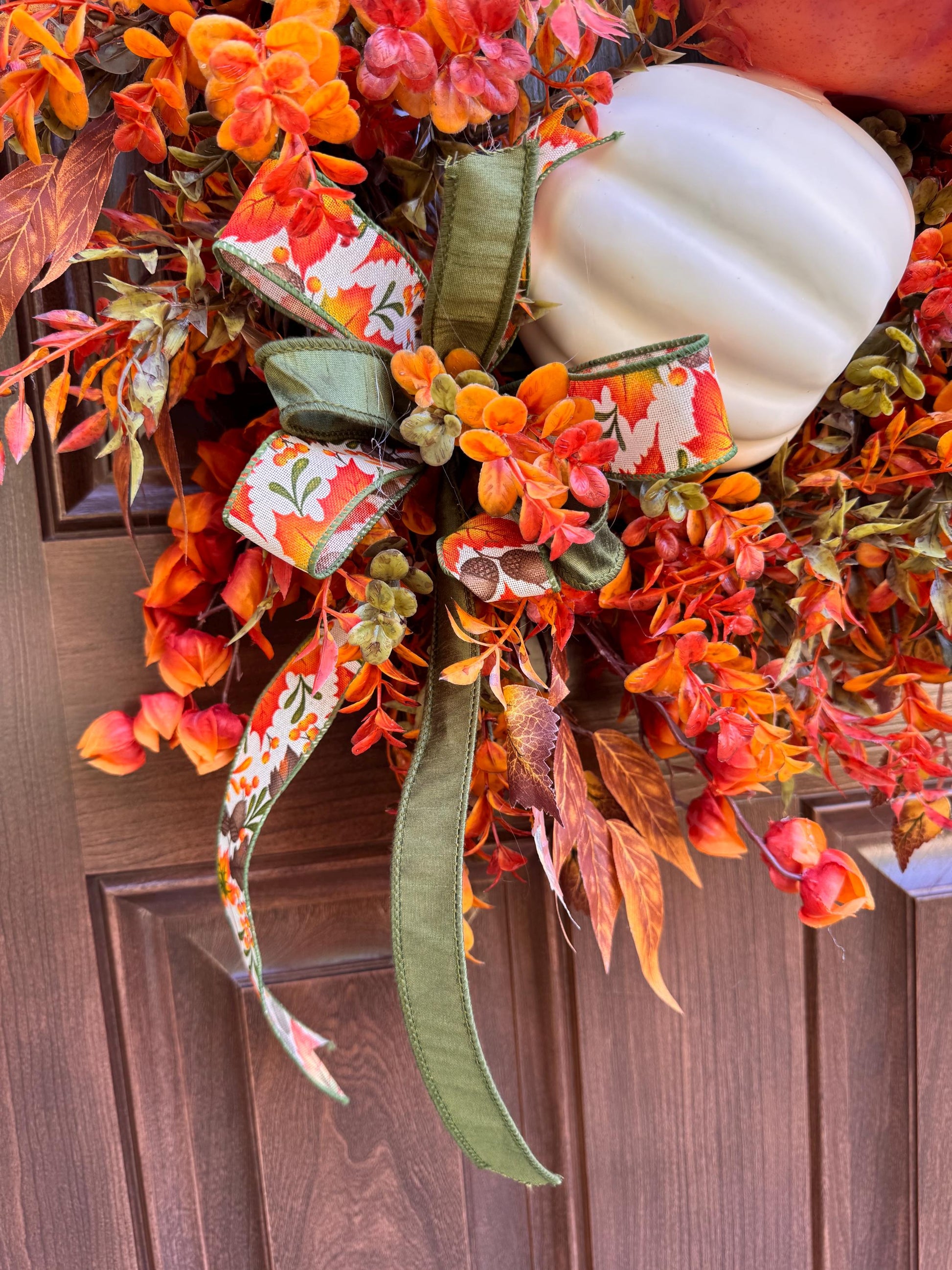 Fall Pumpkin Grapevine Wreath, Autumn Front Door Wreath, Thanksgiving Door Decor, Orange Harvest Wreath, Farmhouse Fall Decor