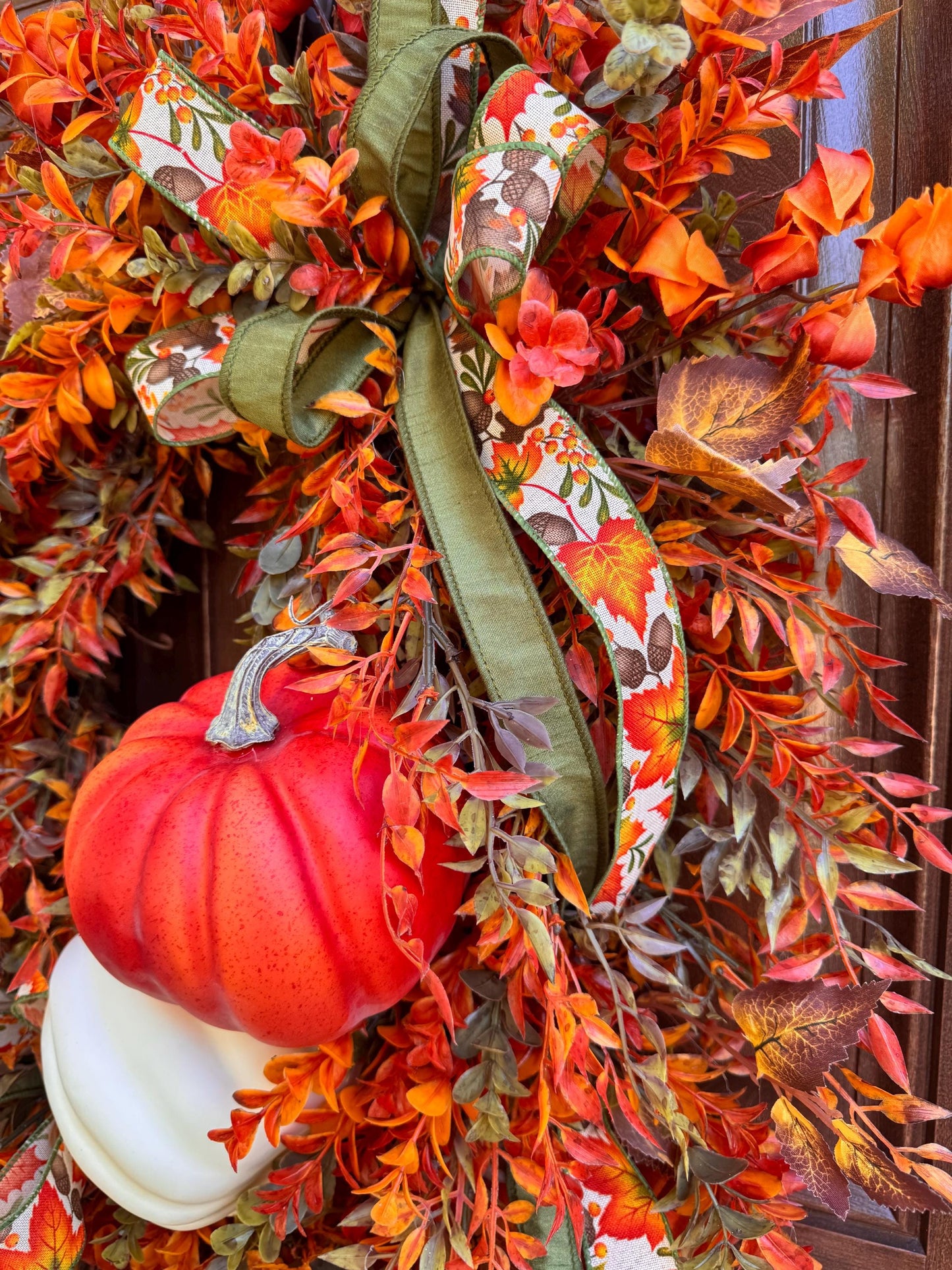 Fall Pumpkin Grapevine Wreath, Autumn Front Door Wreath, Thanksgiving Door Decor, Orange Harvest Wreath, Farmhouse Fall Decor