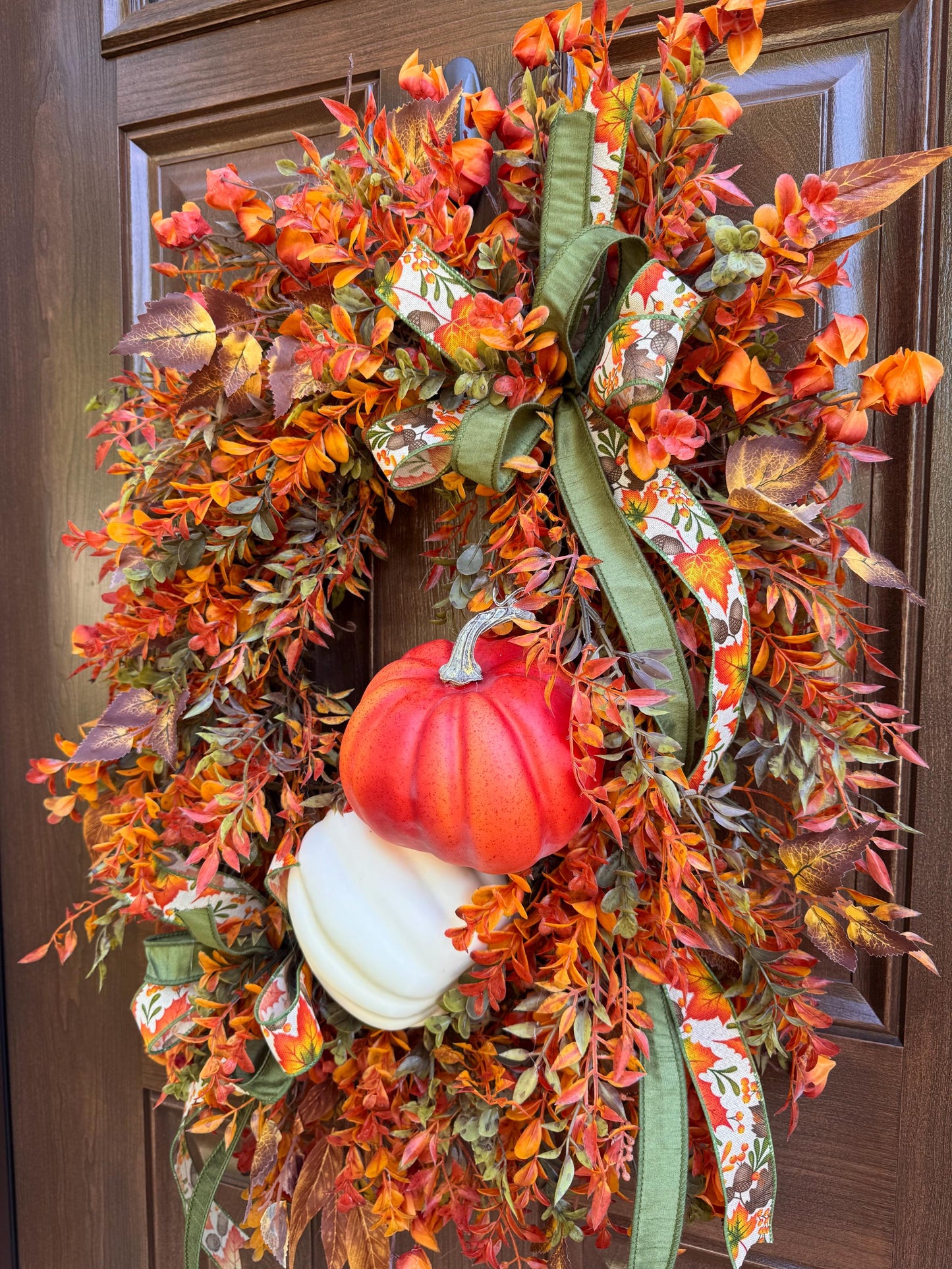 Fall Pumpkin Grapevine Wreath, Autumn Front Door Wreath, Thanksgiving Door Decor, Orange Harvest Wreath, Farmhouse Fall Decor