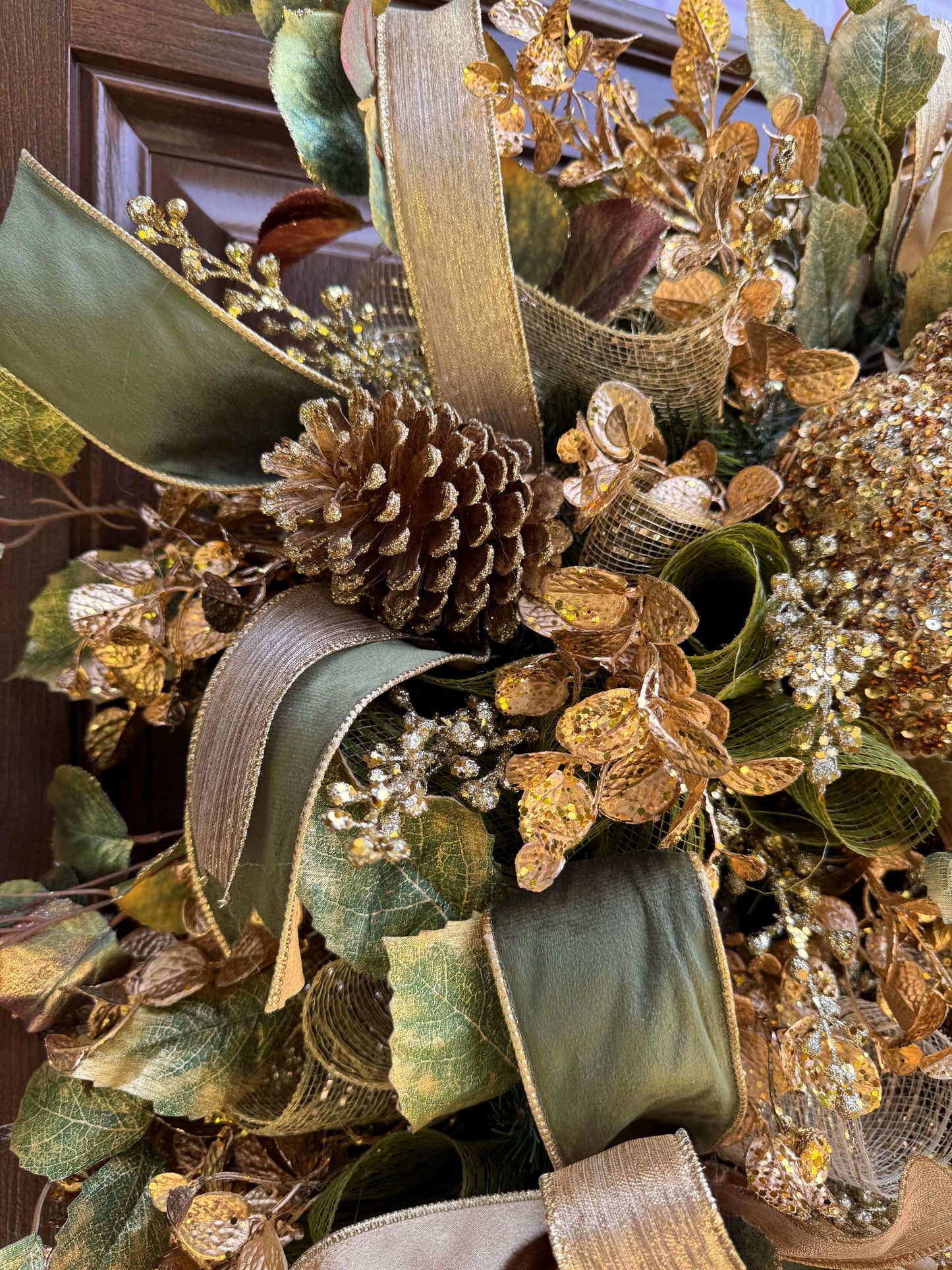 Glam Velvet Pumpkin Fall Swag Wreath for Front Door, Autumn Decor for Outdoor Porch or Indoor Office Wall Hanger, Elegant Pumpkin Decoration