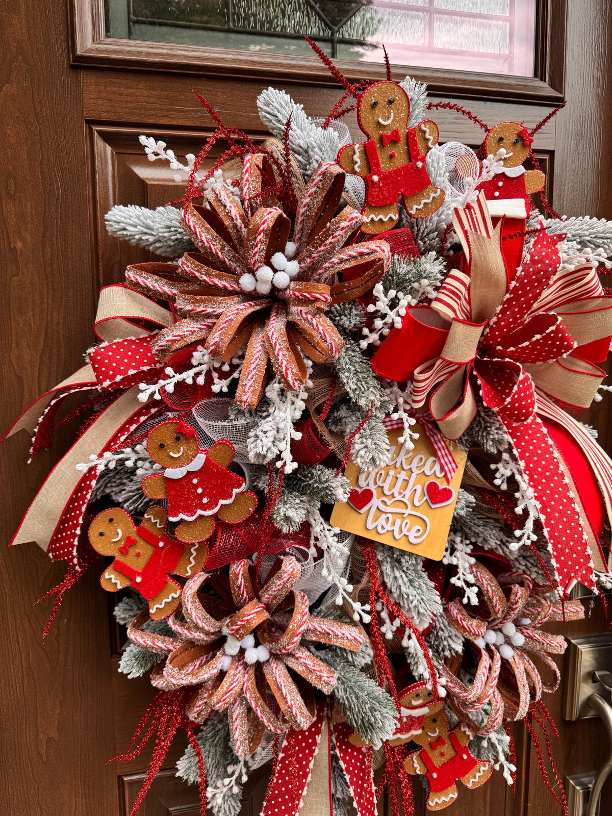 Gingerbread Christmas Wreath, Whimsical Holiday Hanger, Candy Christmas Front Door Decor, Gingerbread Kitchen Decor
