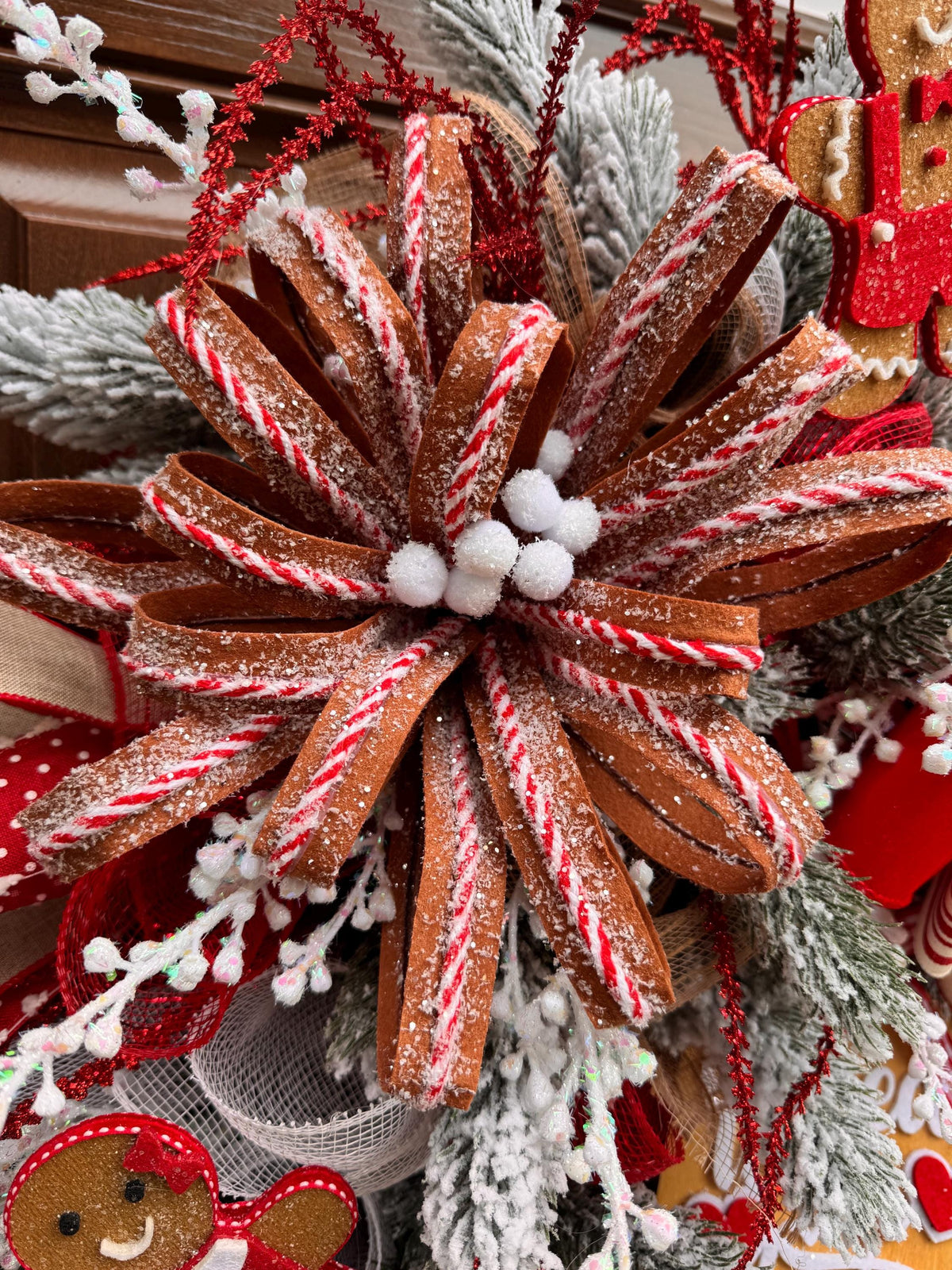 Gingerbread Christmas Wreath, Whimsical Holiday Hanger, Candy Christmas Front Door Decor, Gingerbread Kitchen Decor