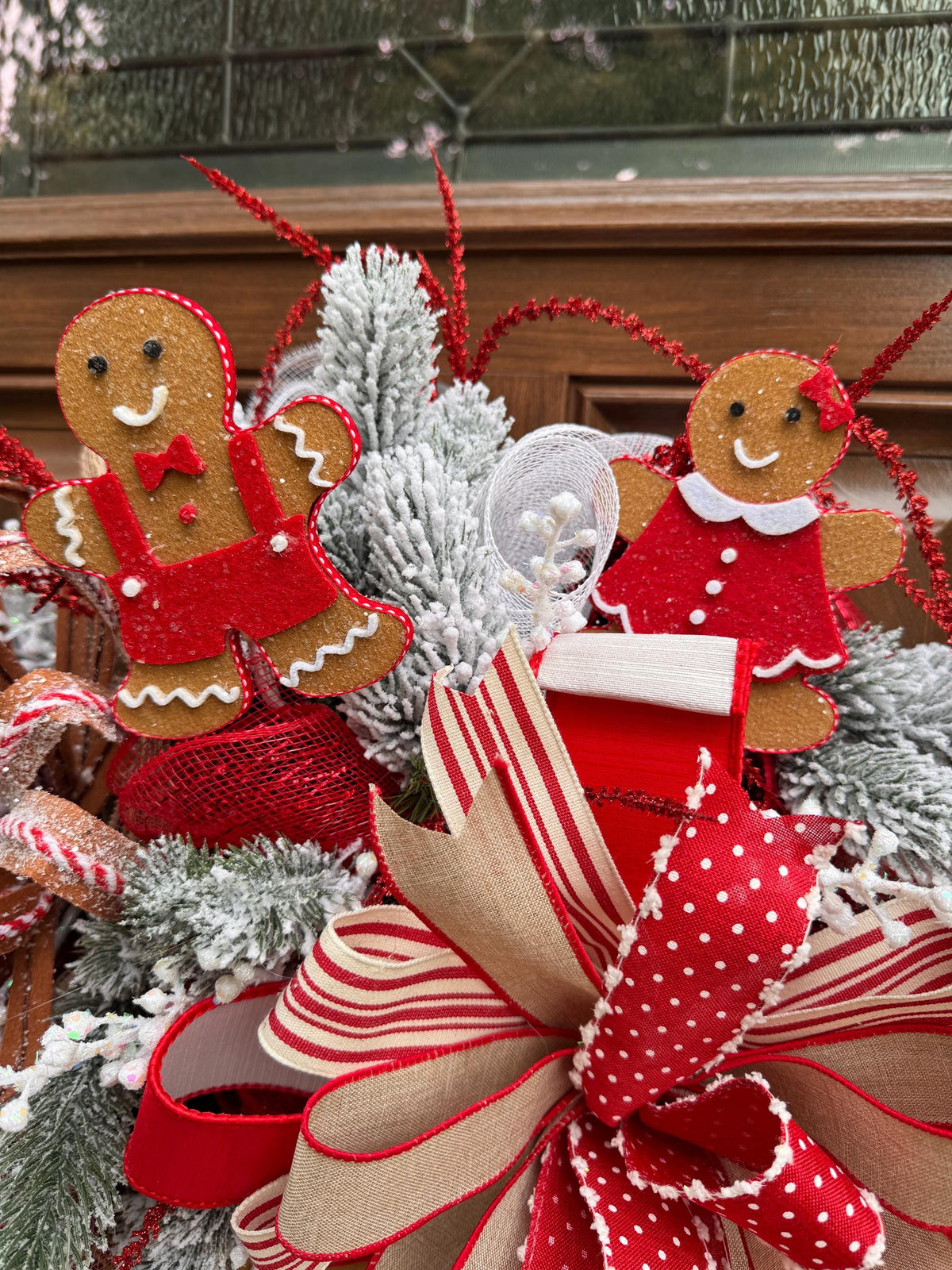 Gingerbread Christmas Wreath, Whimsical Holiday Hanger, Candy Christmas Front Door Decor, Gingerbread Kitchen Decor