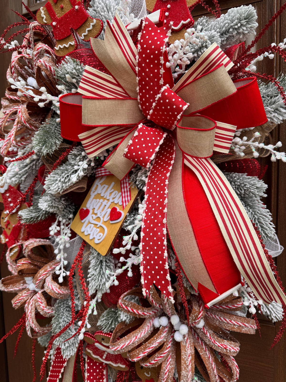 Gingerbread Christmas Wreath, Whimsical Holiday Hanger, Candy Christmas Front Door Decor, Gingerbread Kitchen Decor
