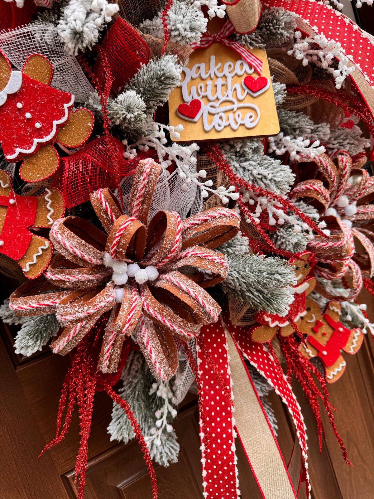 Gingerbread Christmas Wreath, Whimsical Holiday Hanger, Candy Christmas Front Door Decor, Gingerbread Kitchen Decor