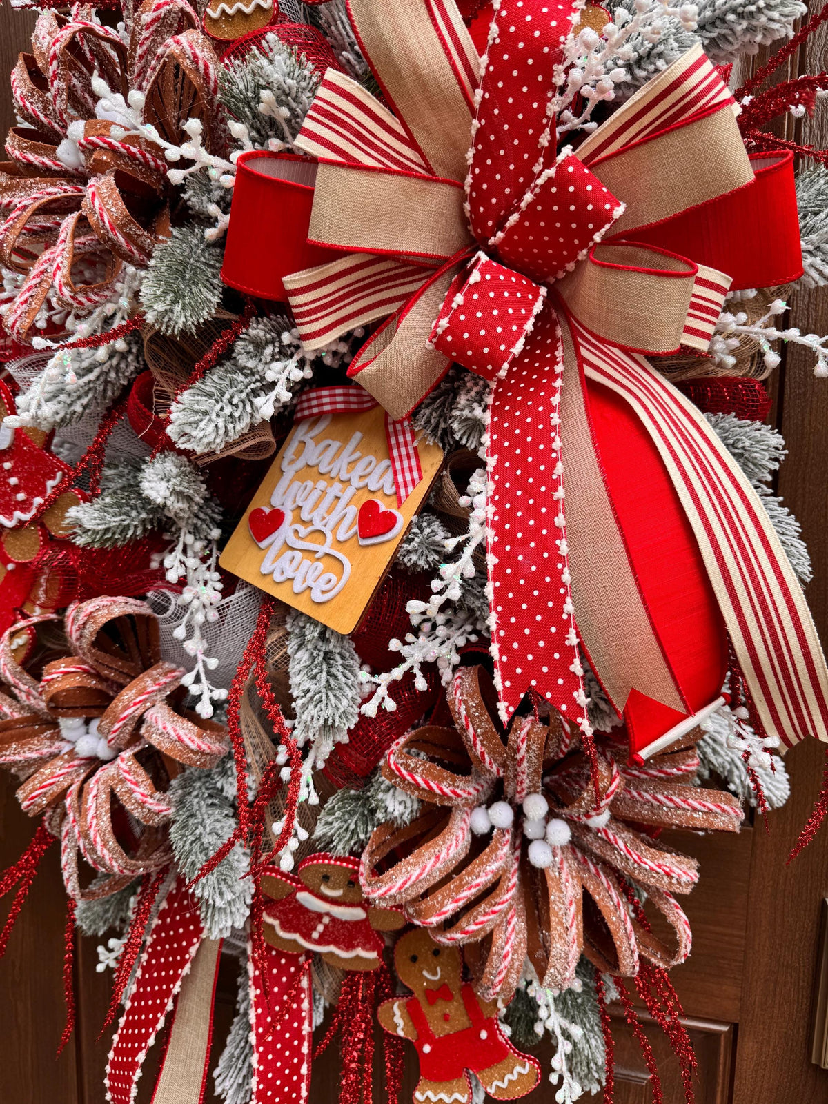 Gingerbread Christmas Wreath, Whimsical Holiday Hanger, Candy Christmas Front Door Decor, Gingerbread Kitchen Decor