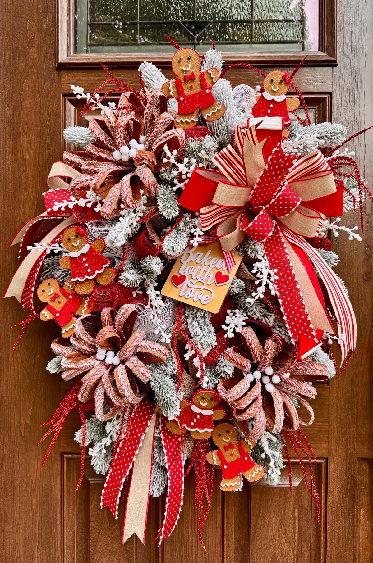 Gingerbread Christmas Wreath, Whimsical Holiday Hanger, Candy Christmas Front Door Decor, Gingerbread Kitchen Decor
