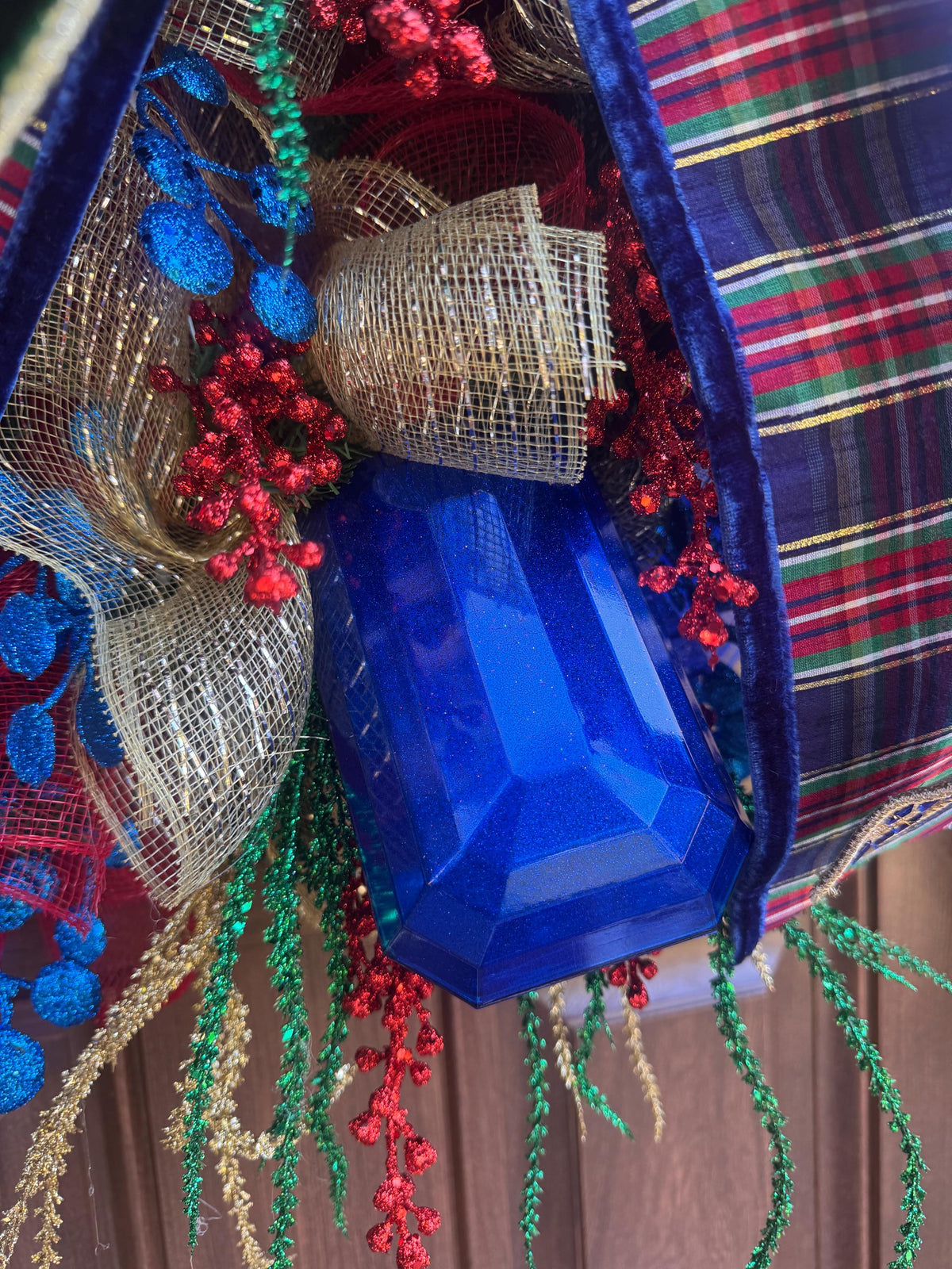Nutcracker Christmas Wreath, Red Blue Gold Wreath, Festive Jewel Christmas Decor, Luxury Holiday Front Door Wreath