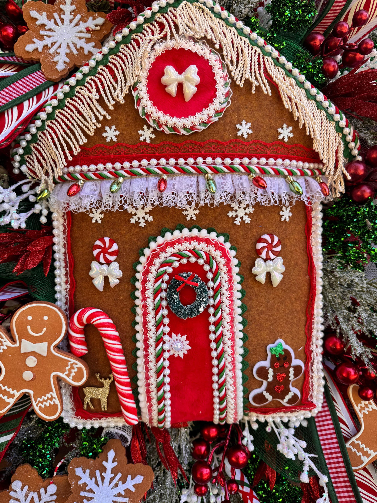 Gingerbread Christmas Wreath, Gingerbread House Wreath, Candy Cane Christmas Door Decor