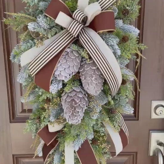Rustic Winter Pinecone Wreath, Large Christmas Door Hanger, Woodland Holiday Wreath, Evergreen Farmhouse Decor