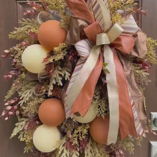 Elegant Fall Wreath, Glam Fall Door Decor, Autumn Ornament Hanger, Luxury Door Wreath, Designer Thanksgiving Fall Porch