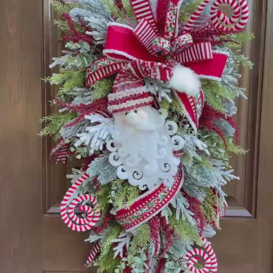 Santa Wreath for Front Door Elegant Traditional Christmas Home Decor for Outdoor Porch or Indoor Office Wall Hanger Holiday Entry