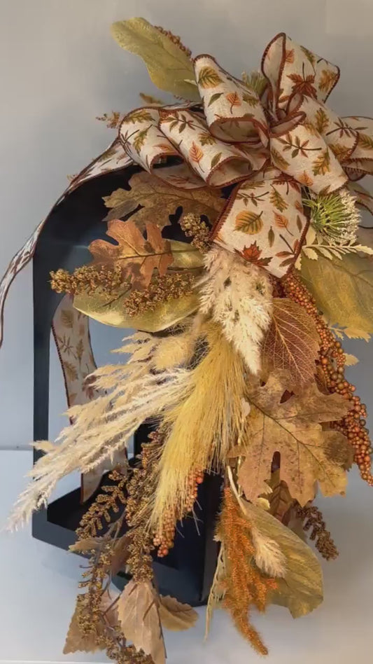 Fall Lantern Topper, Boho Fall Host Home Gift, Neutral Autumn Home decor for Fireplace, Thanksgiving Centerpiece