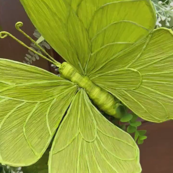 XL Chinoiserie Butterfly Grapevine Wreath, Green Spring Door Wreath, Everyday Door Hanger for Outdoor Porch, Gift for her Mom