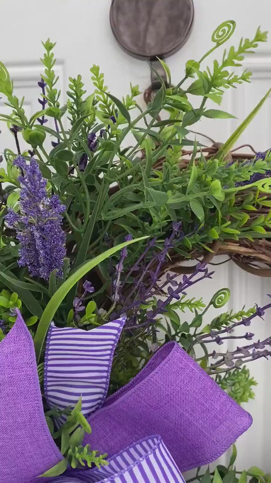 Small Lavender Grapevine Wreath for RV or Small Space in Home or Office Everyday Decoration for Outdoor Porch or Indoor Apartment Wall